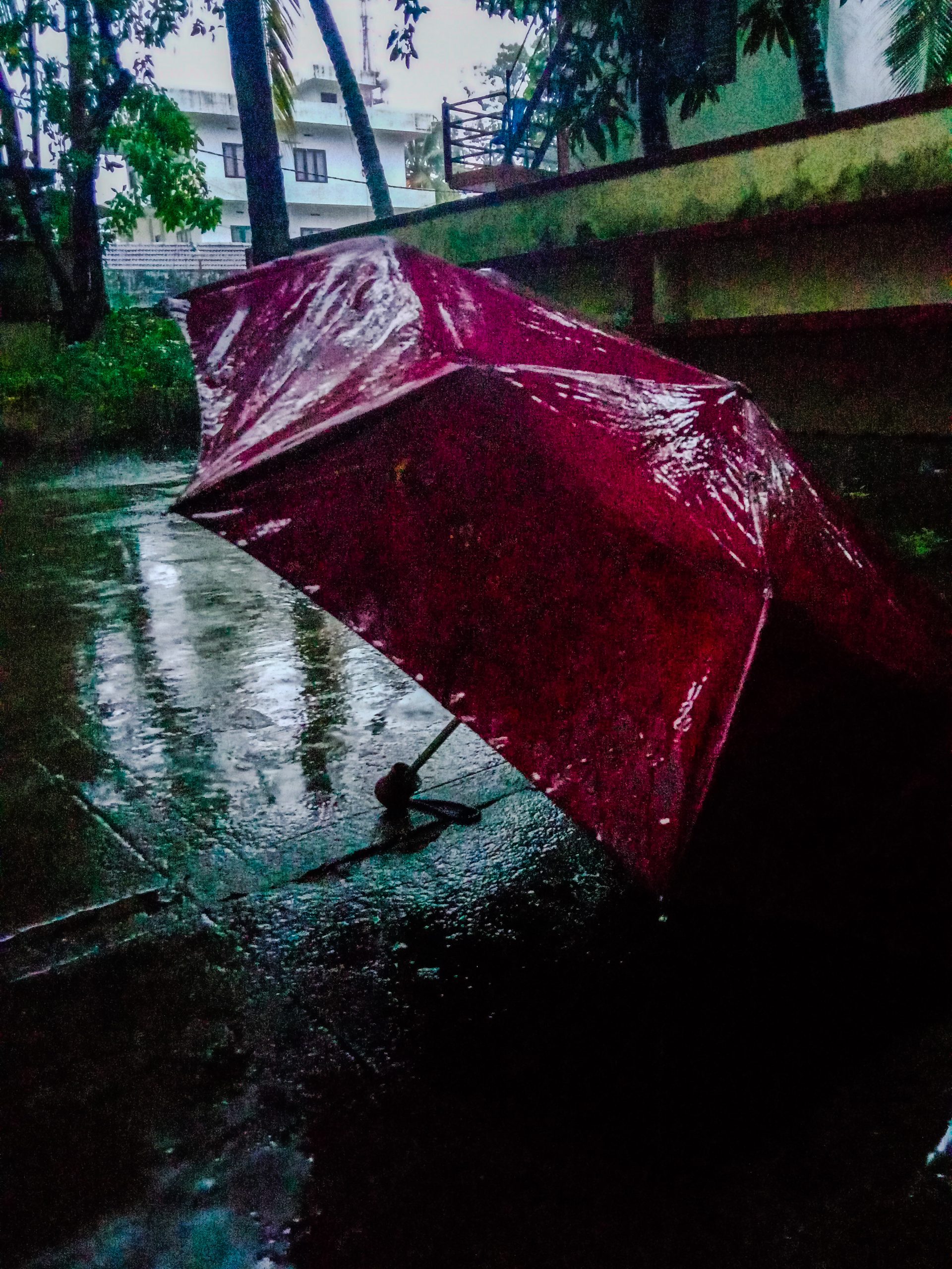 Umbrella in a heavy rain