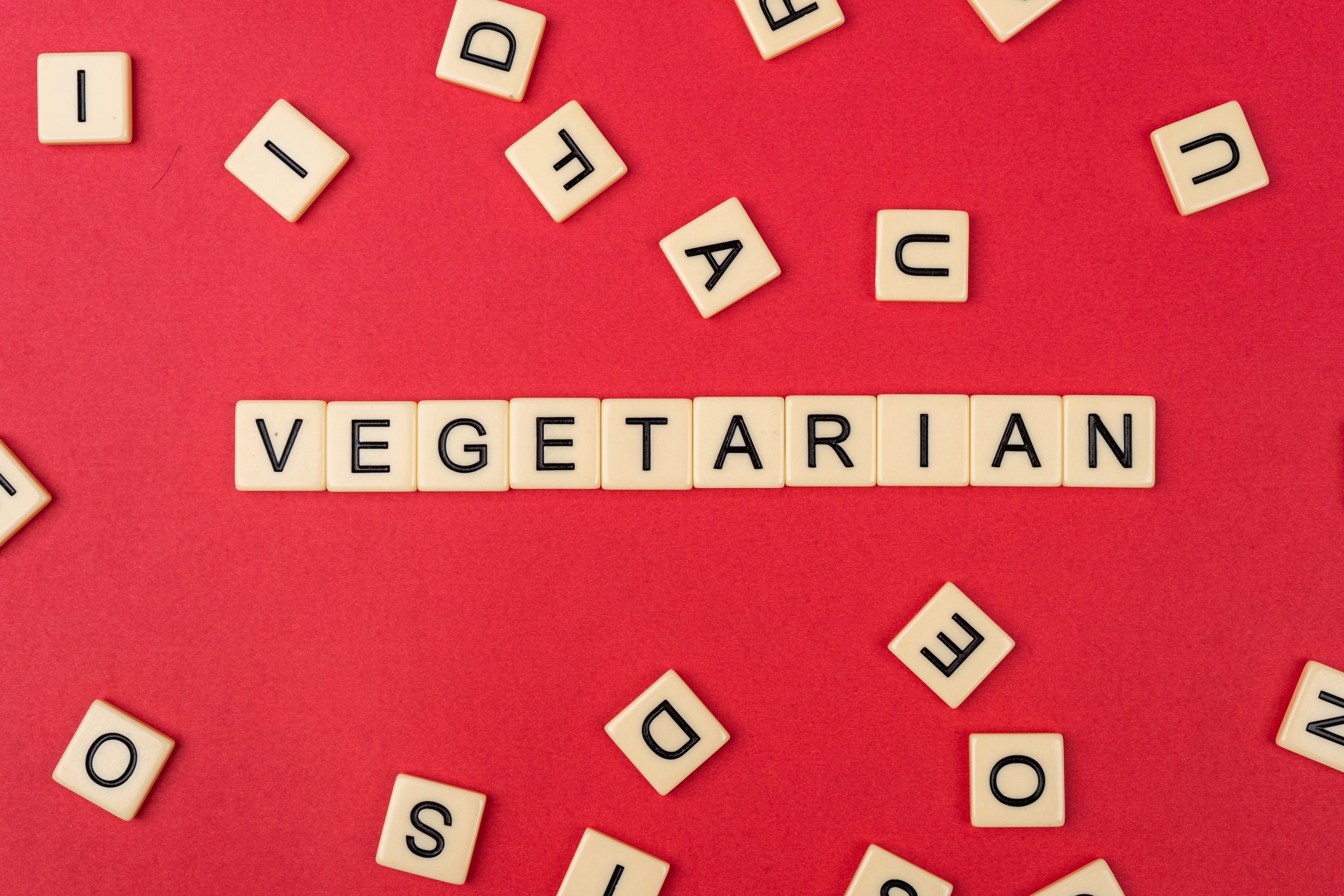 Vegetarian word written with scrabble tiles