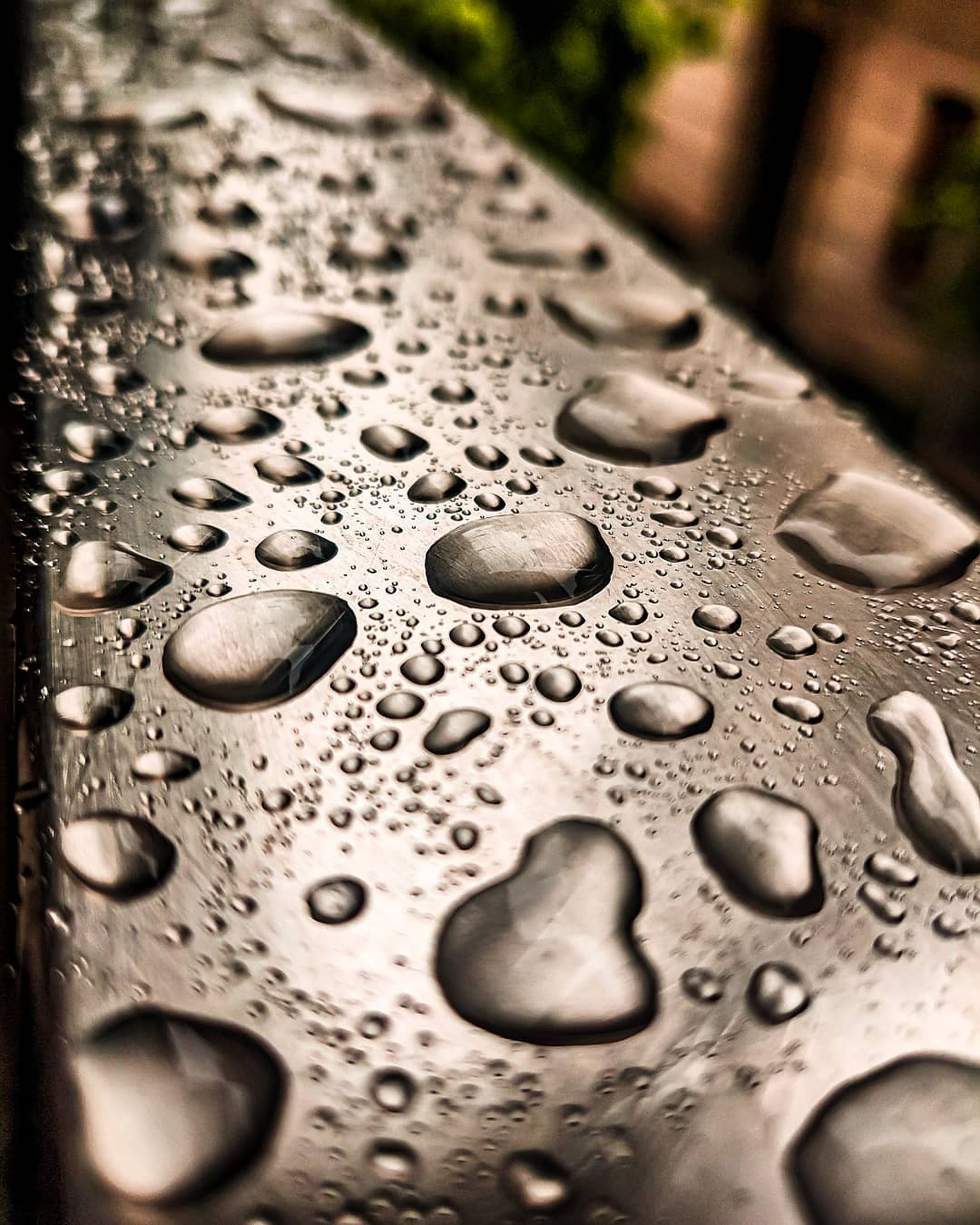 Water droplets in the Steel Grills on Focus