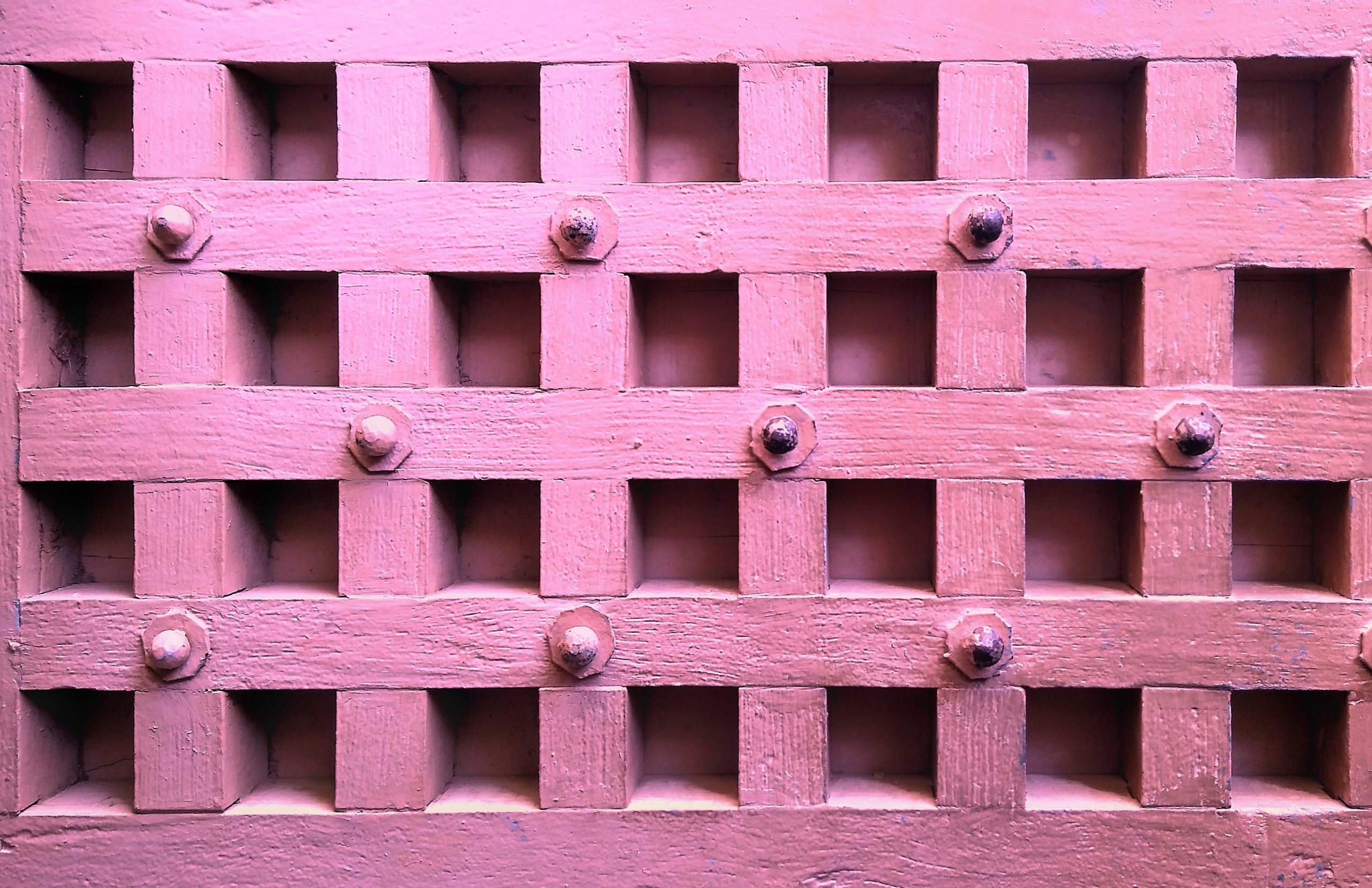 Wooden door with square design