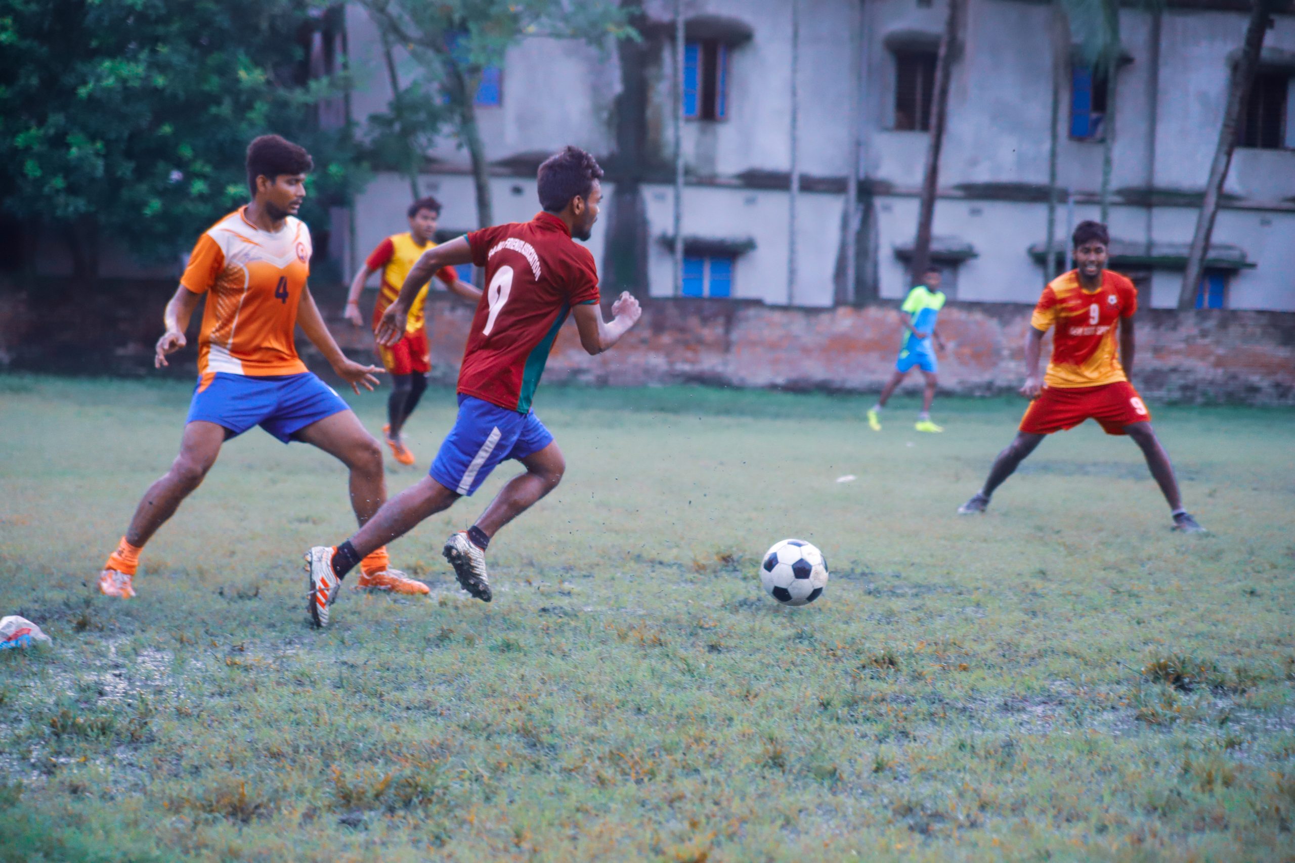 Young men playing football in Kolkata