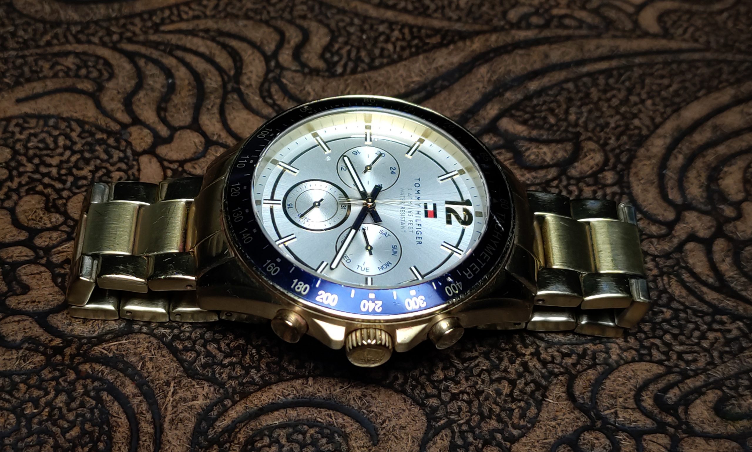 designer watch on table