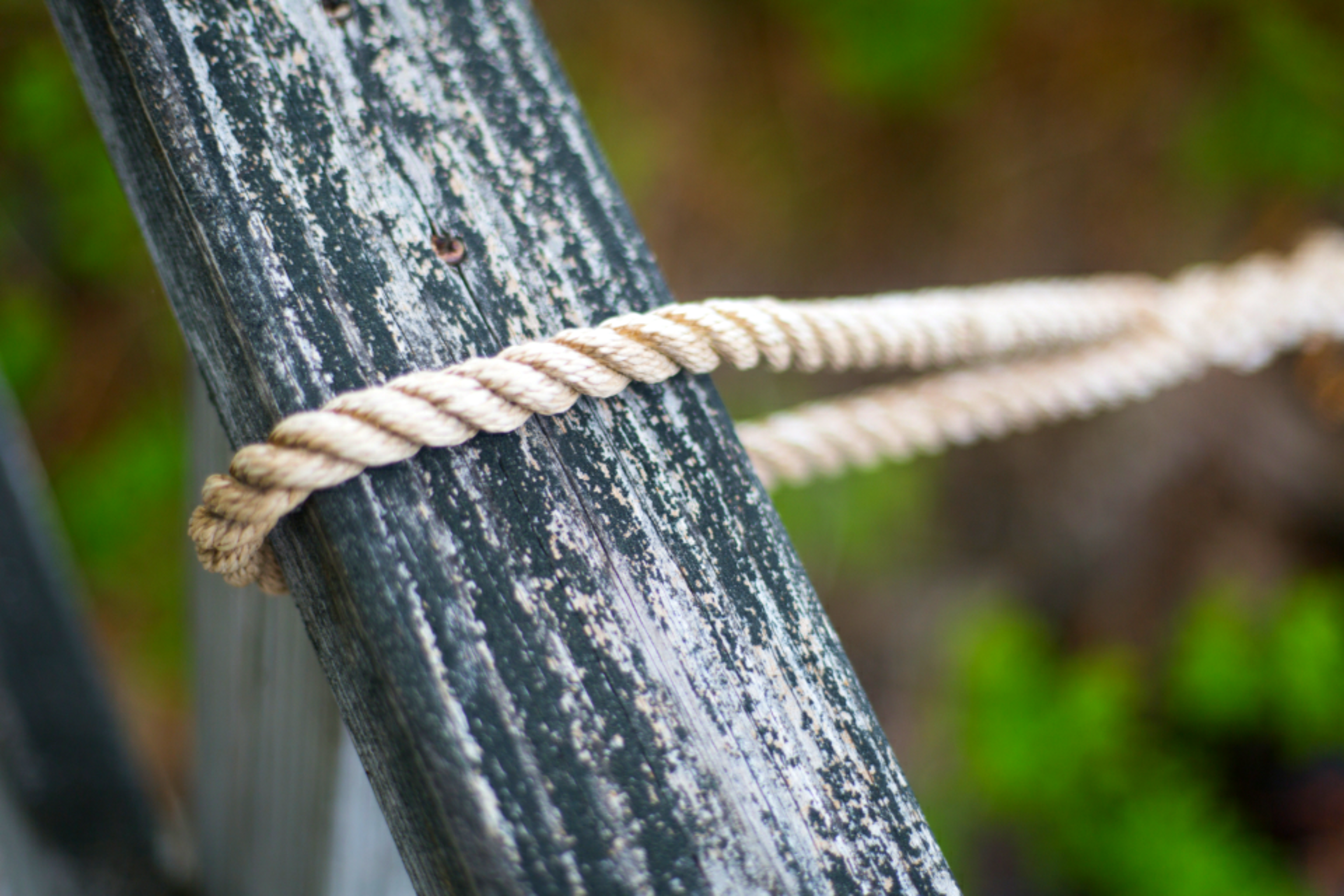 A rope tied with wooden pole