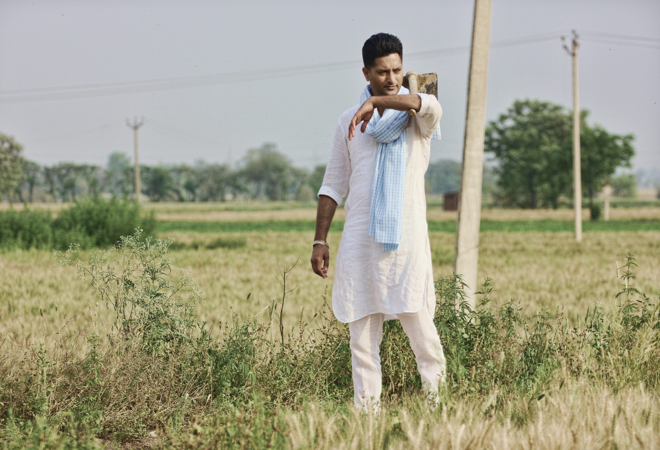 A farmer in his land