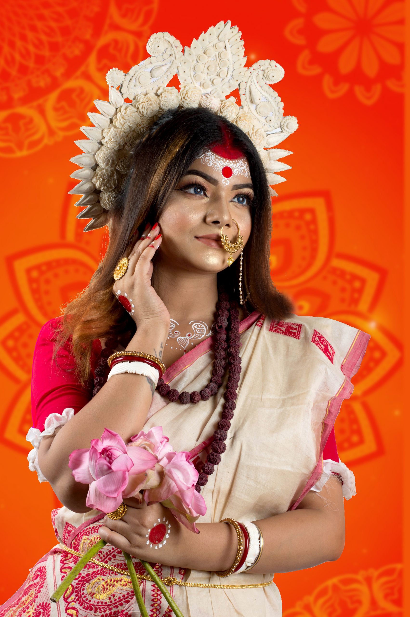 A girl in Durga costume