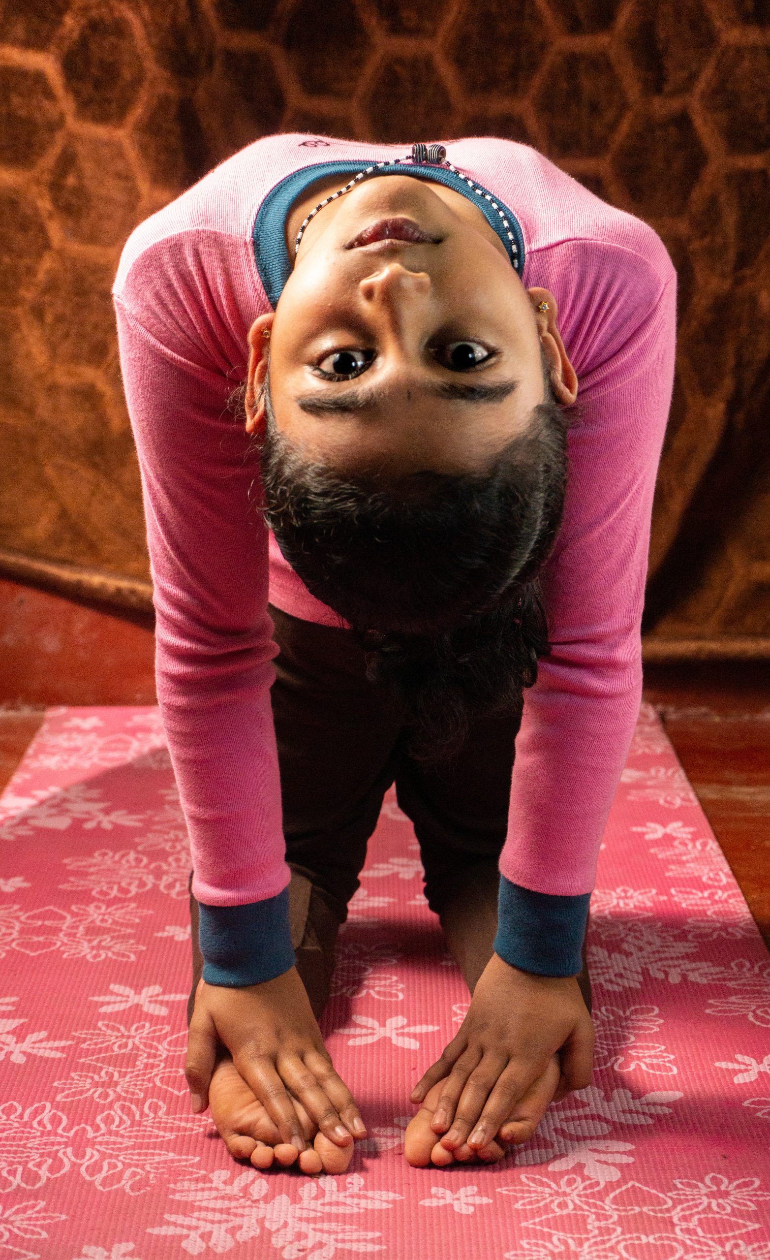 A girl practicing yoga