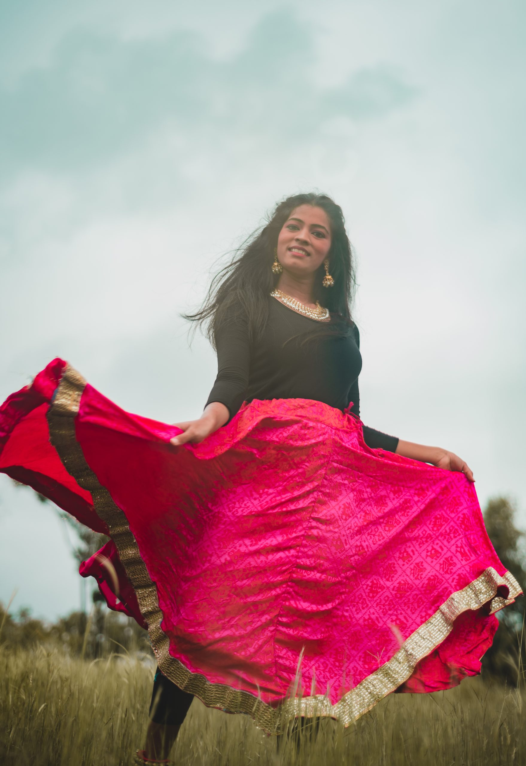 A girl wearing Petticoat