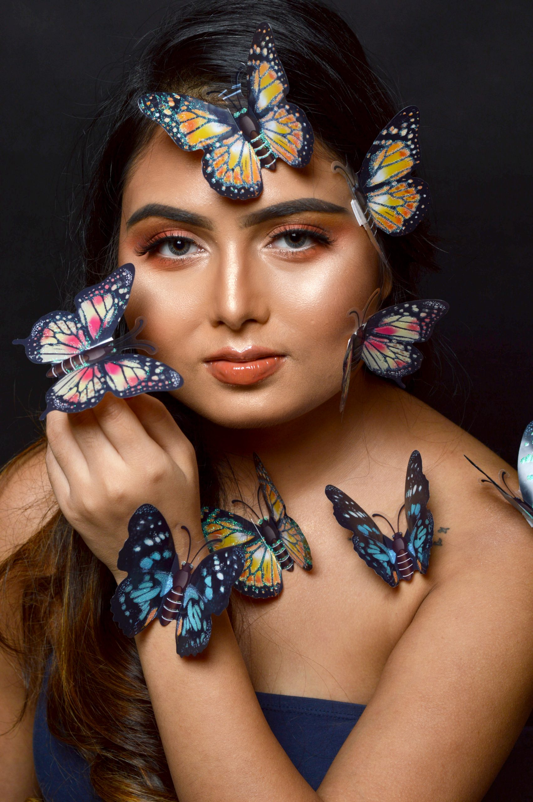 A girl with butterflies