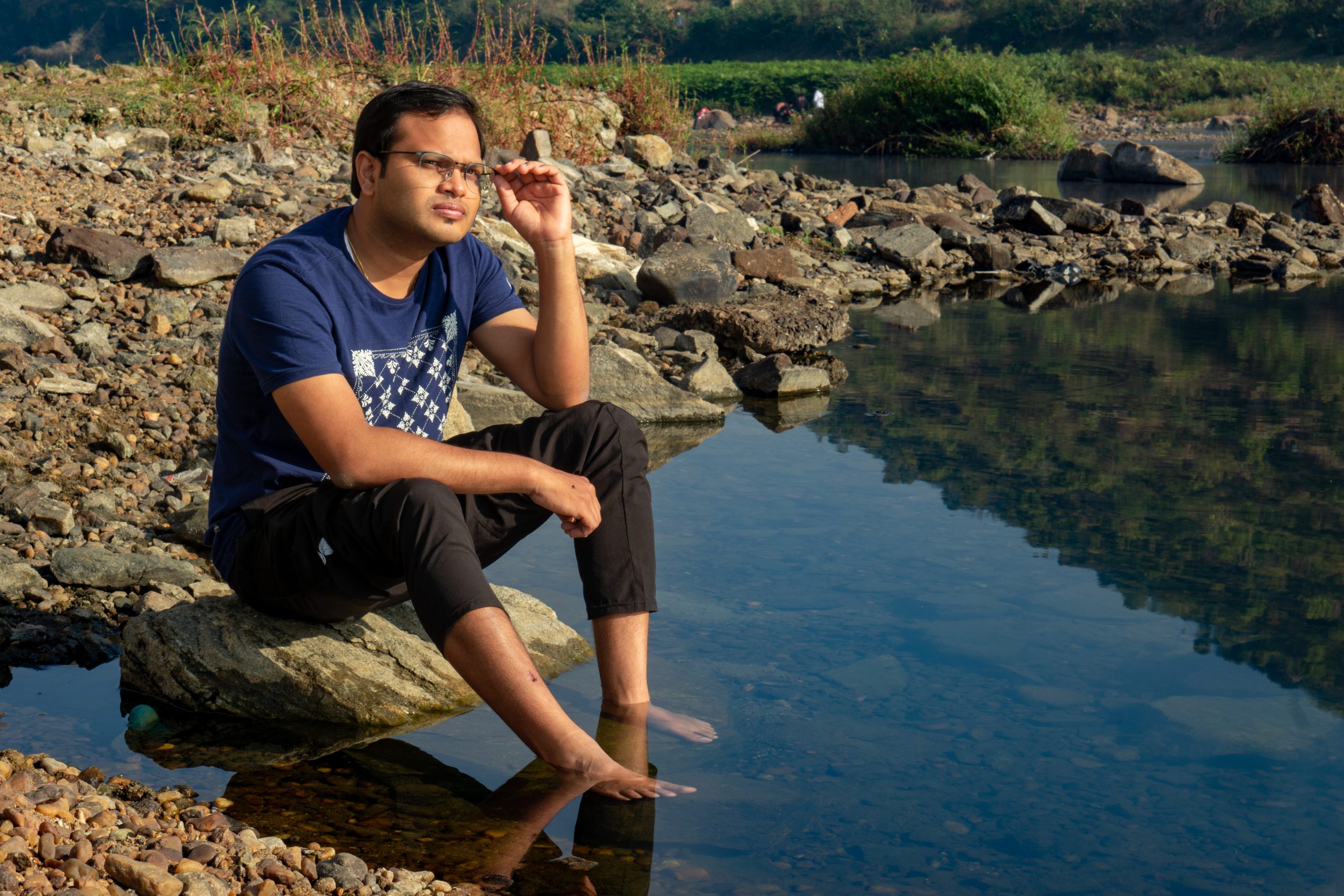 Man sitting on the rock