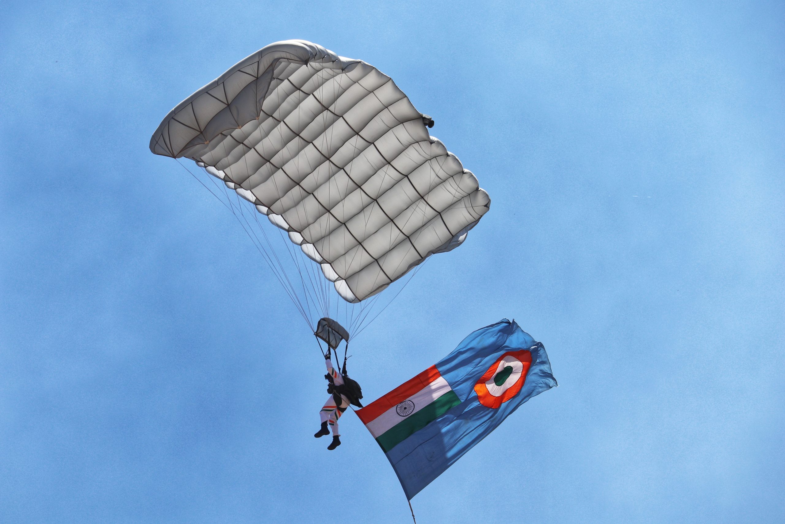 A parachute and national flag
