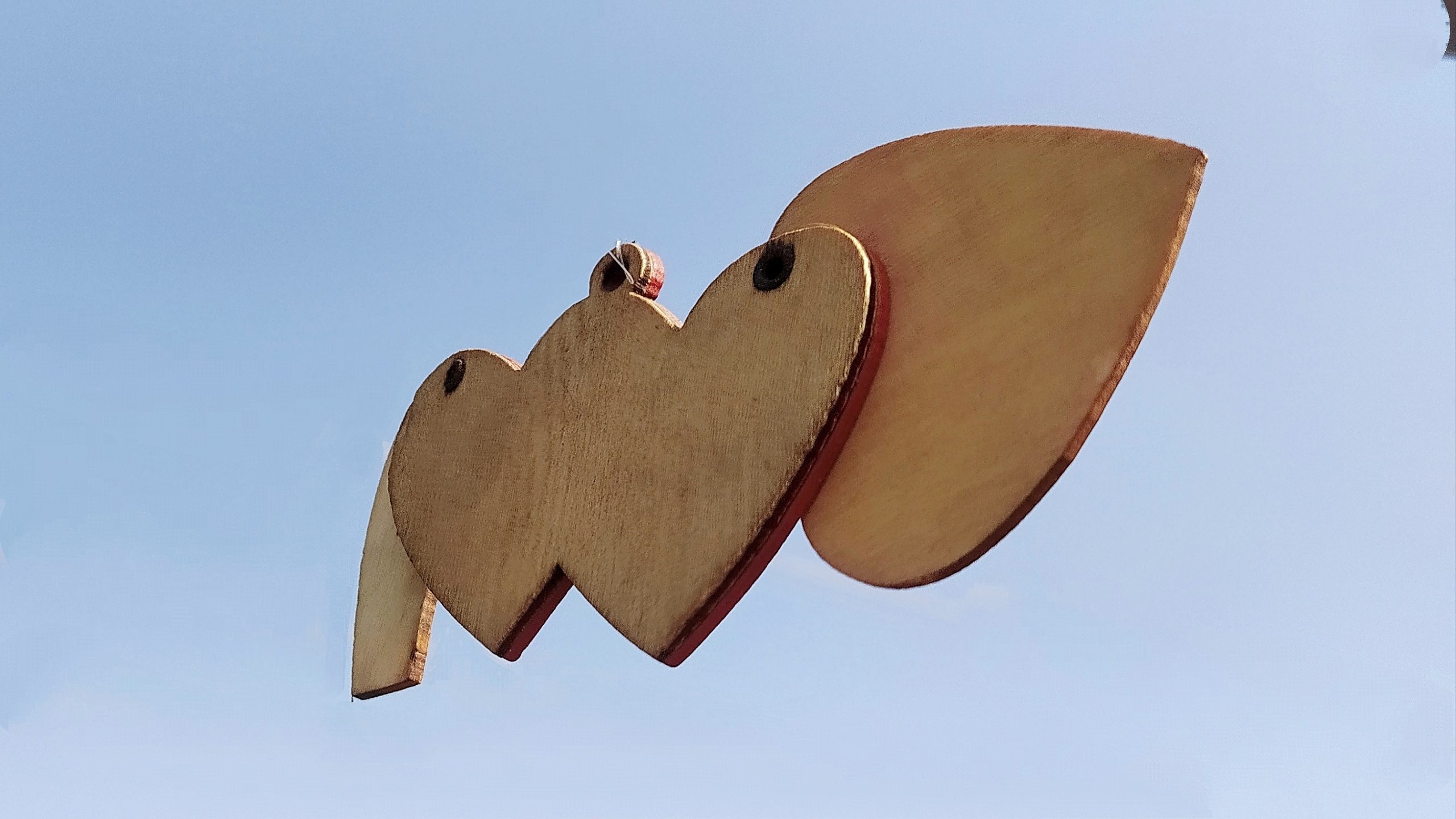 A wooden heart keychain
