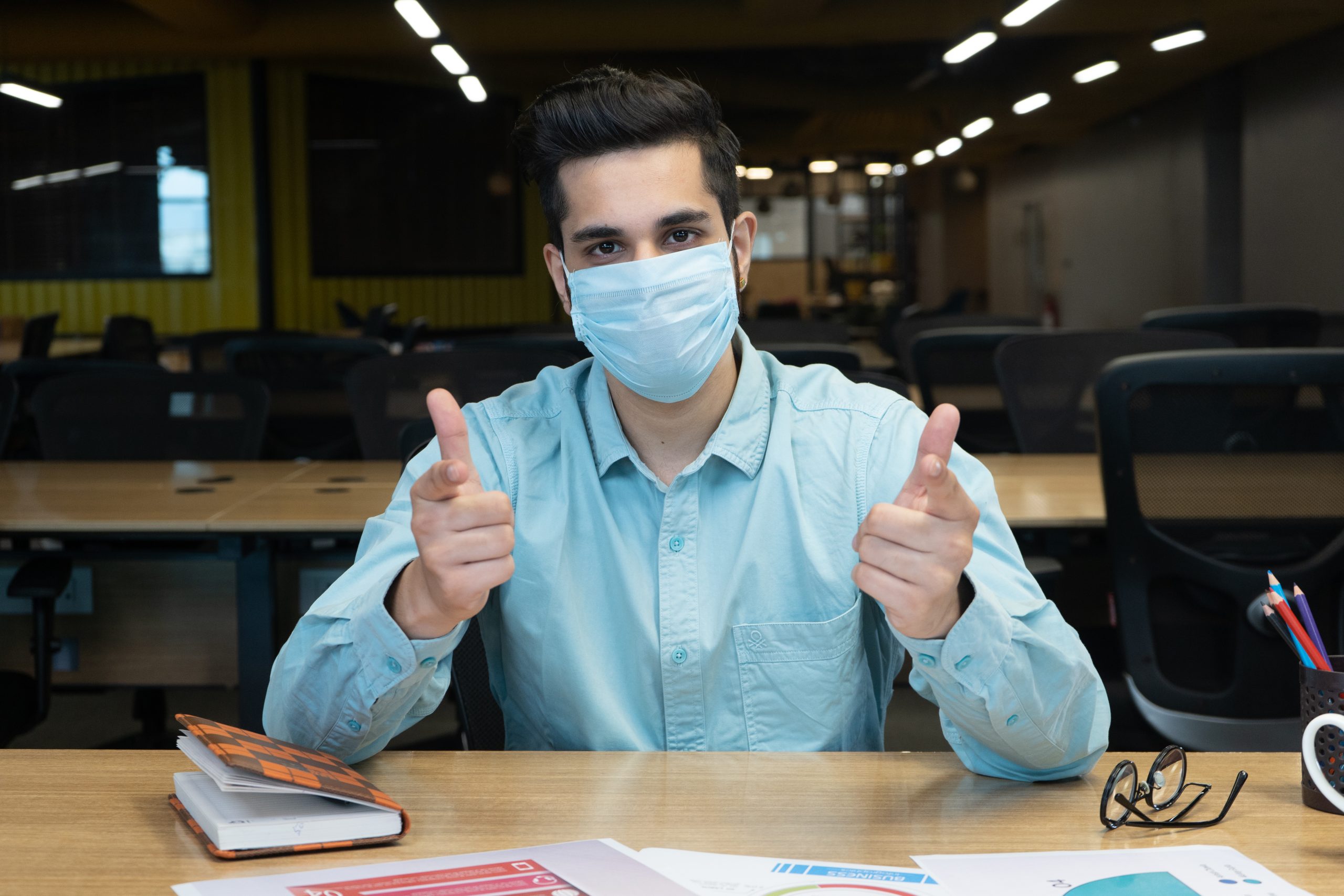 An employee ready fight against pandemic