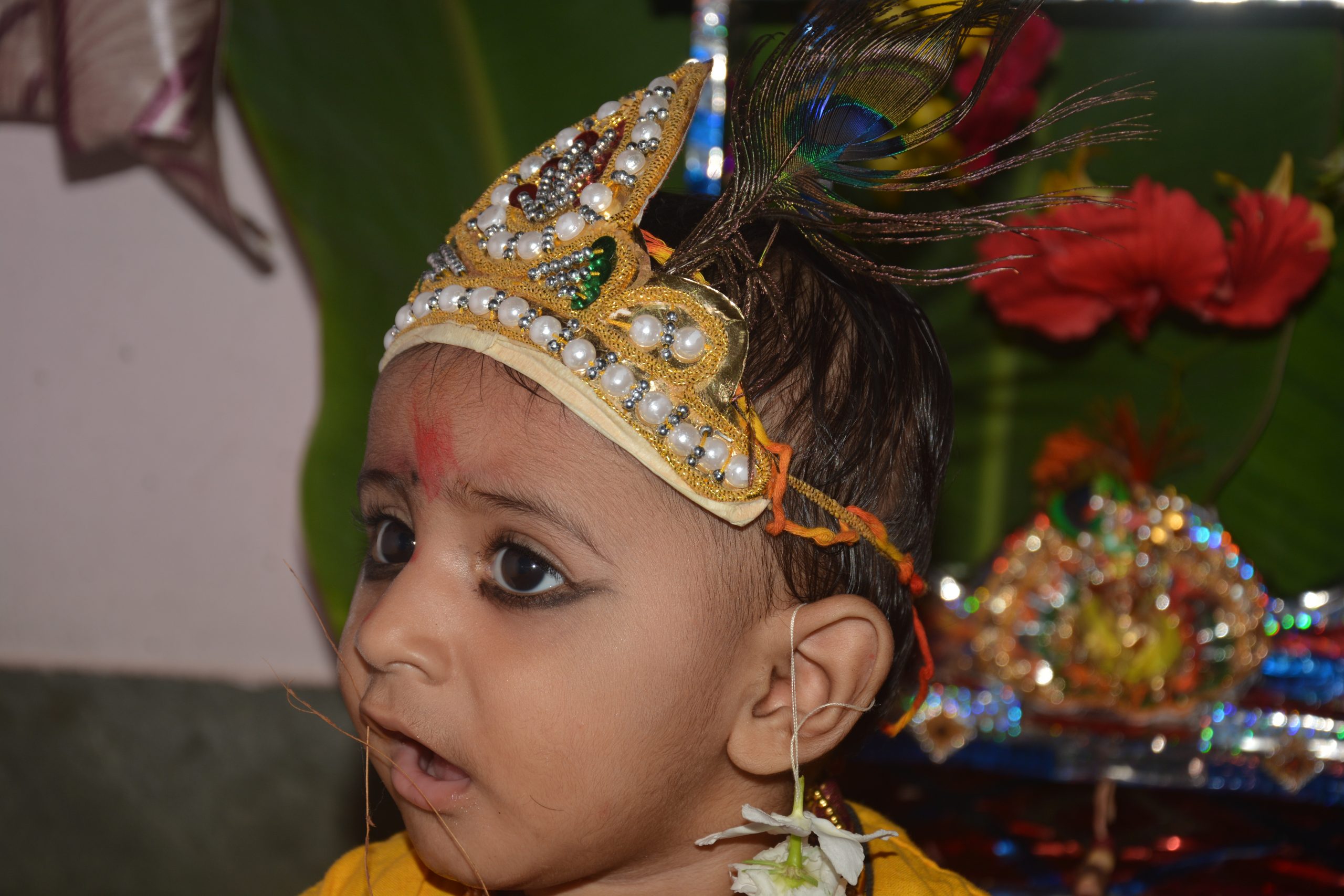 A kid in Krishna makeover