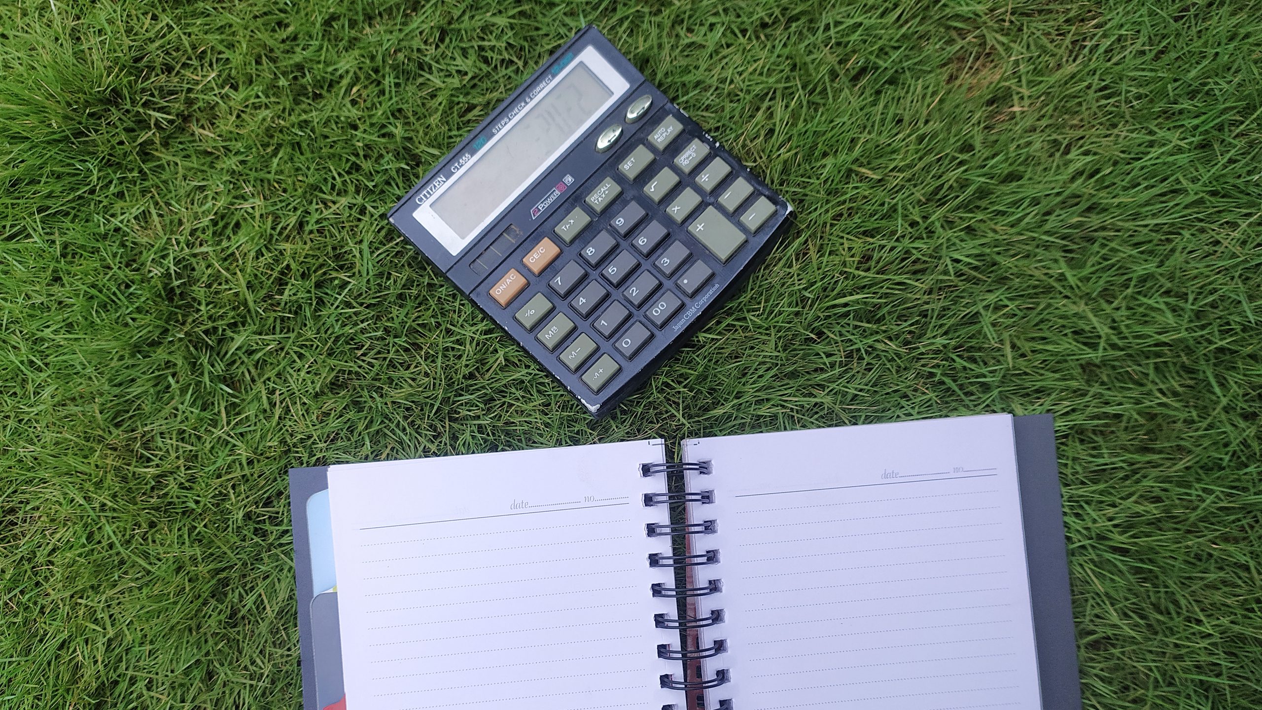 Calculator and a notebook
