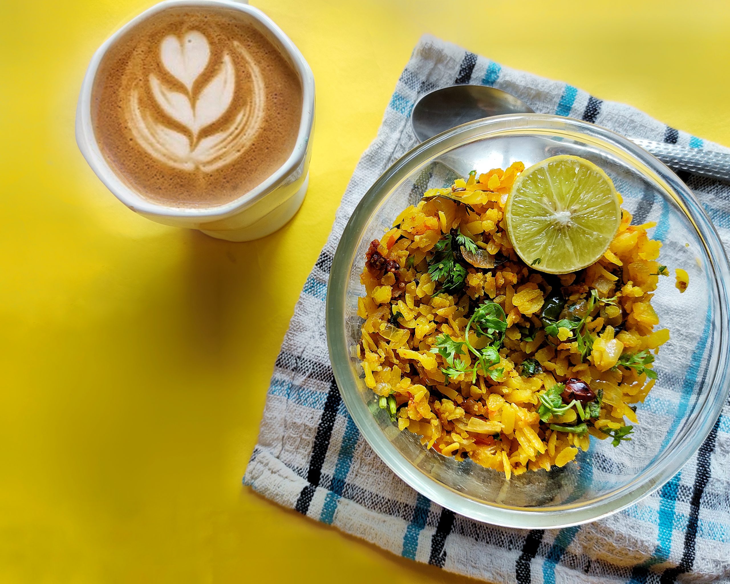 Cappuccino and kanda poha