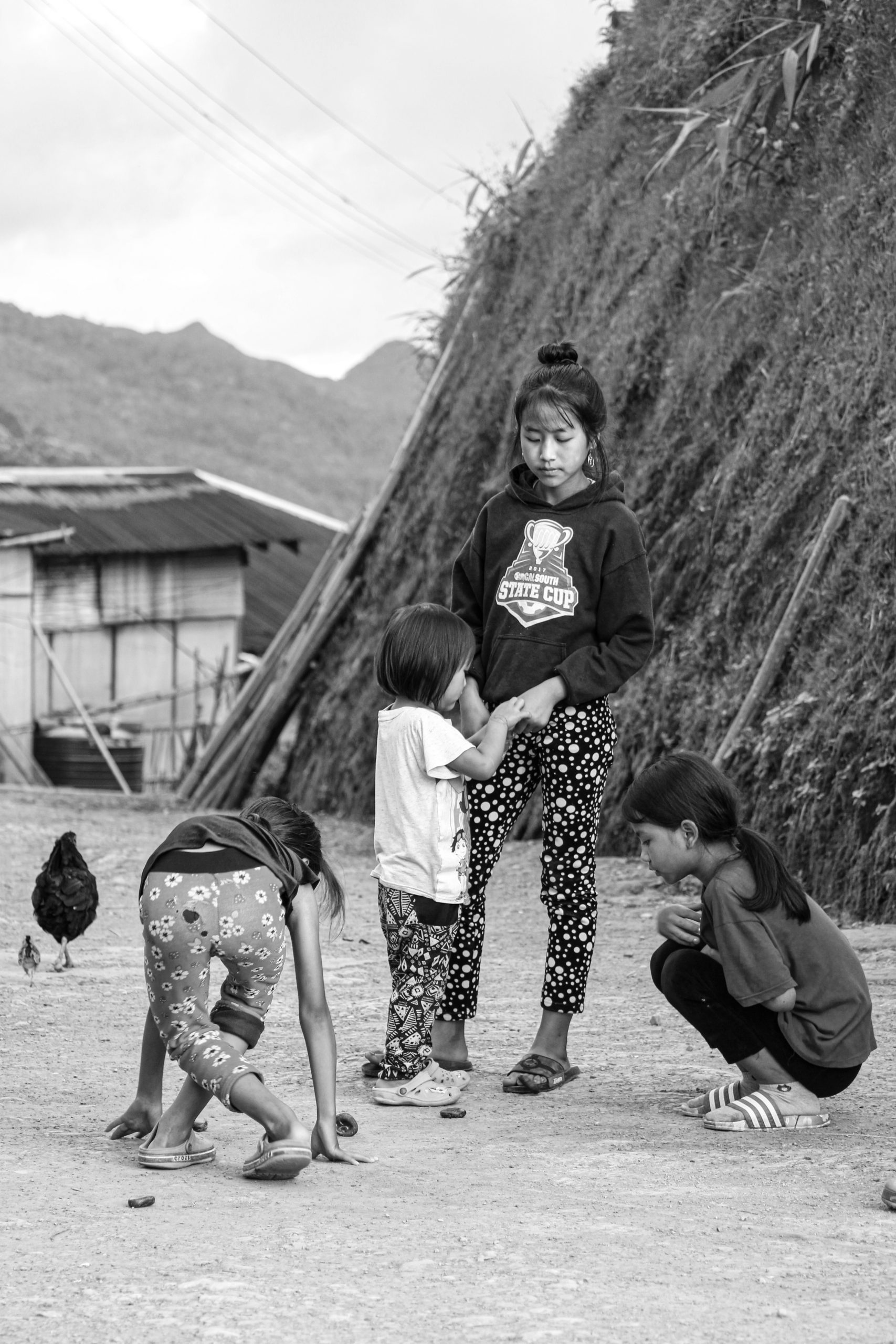 Children playing in a village