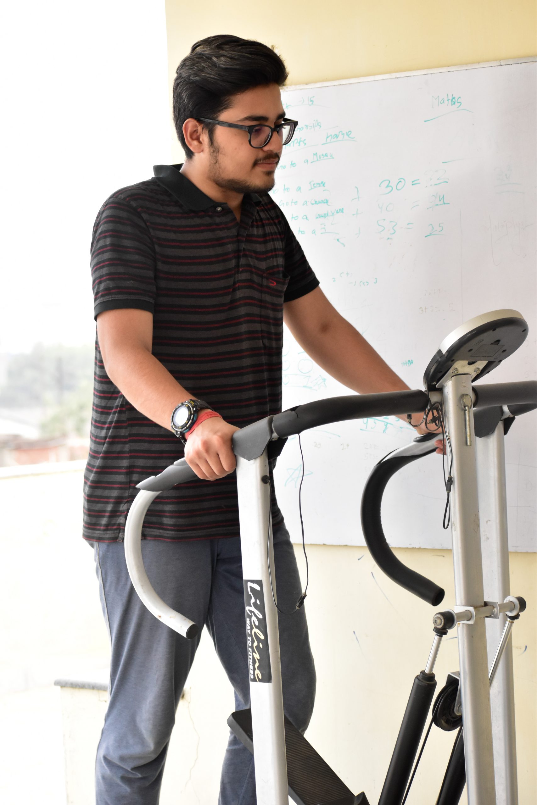 A boy on treadmill