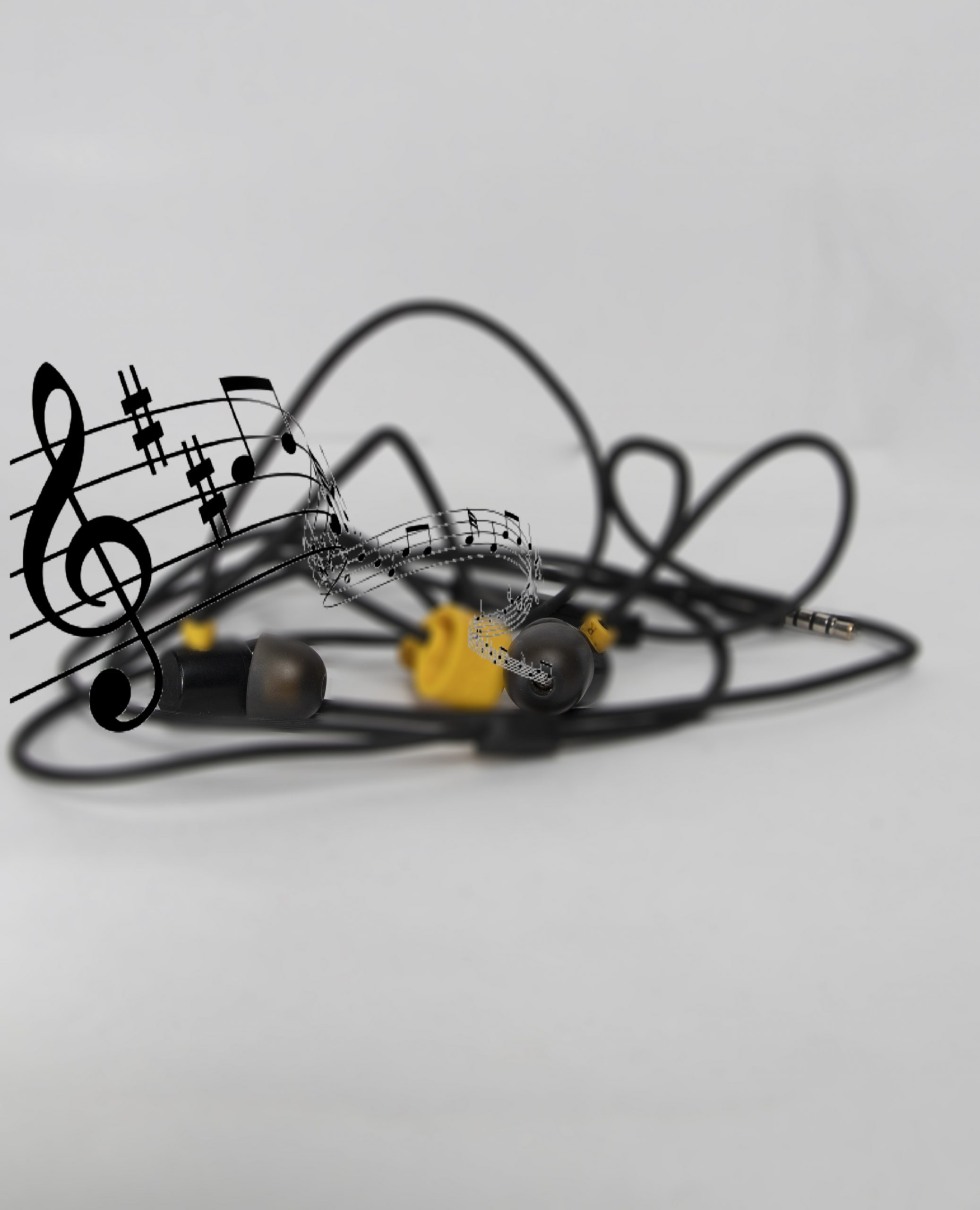 earphones and music notes