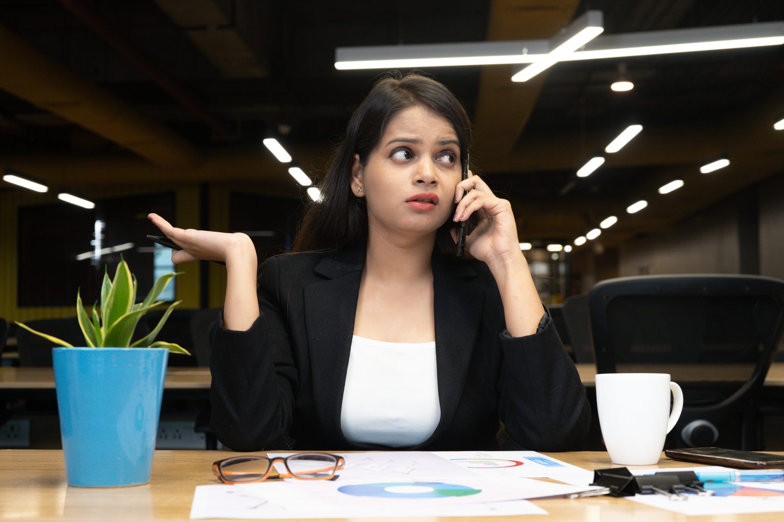 Employee busy on call