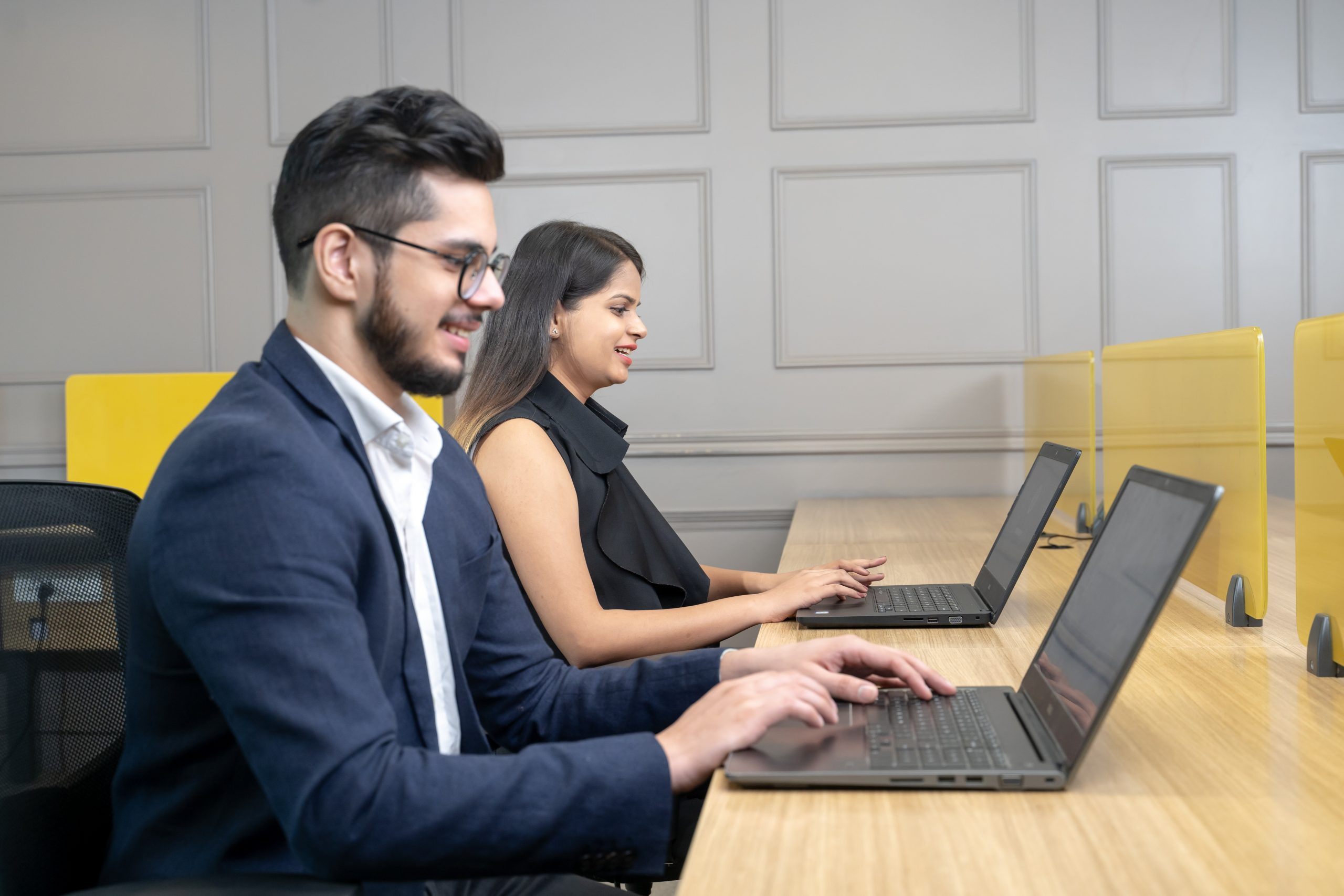 Employees focused on work