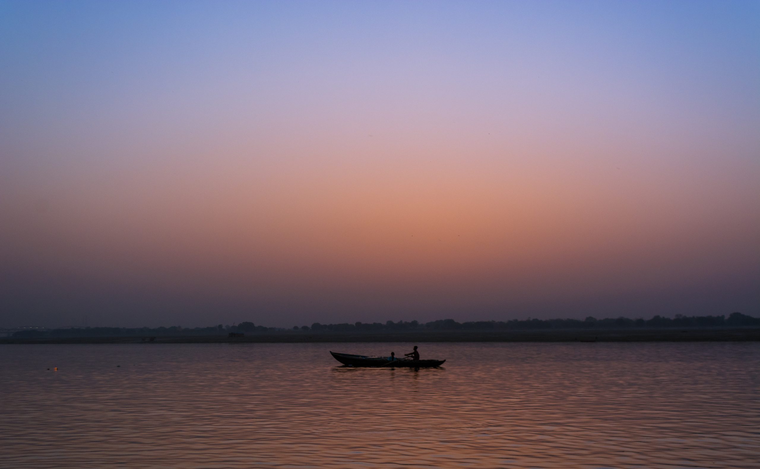 boat in the river at sunrise