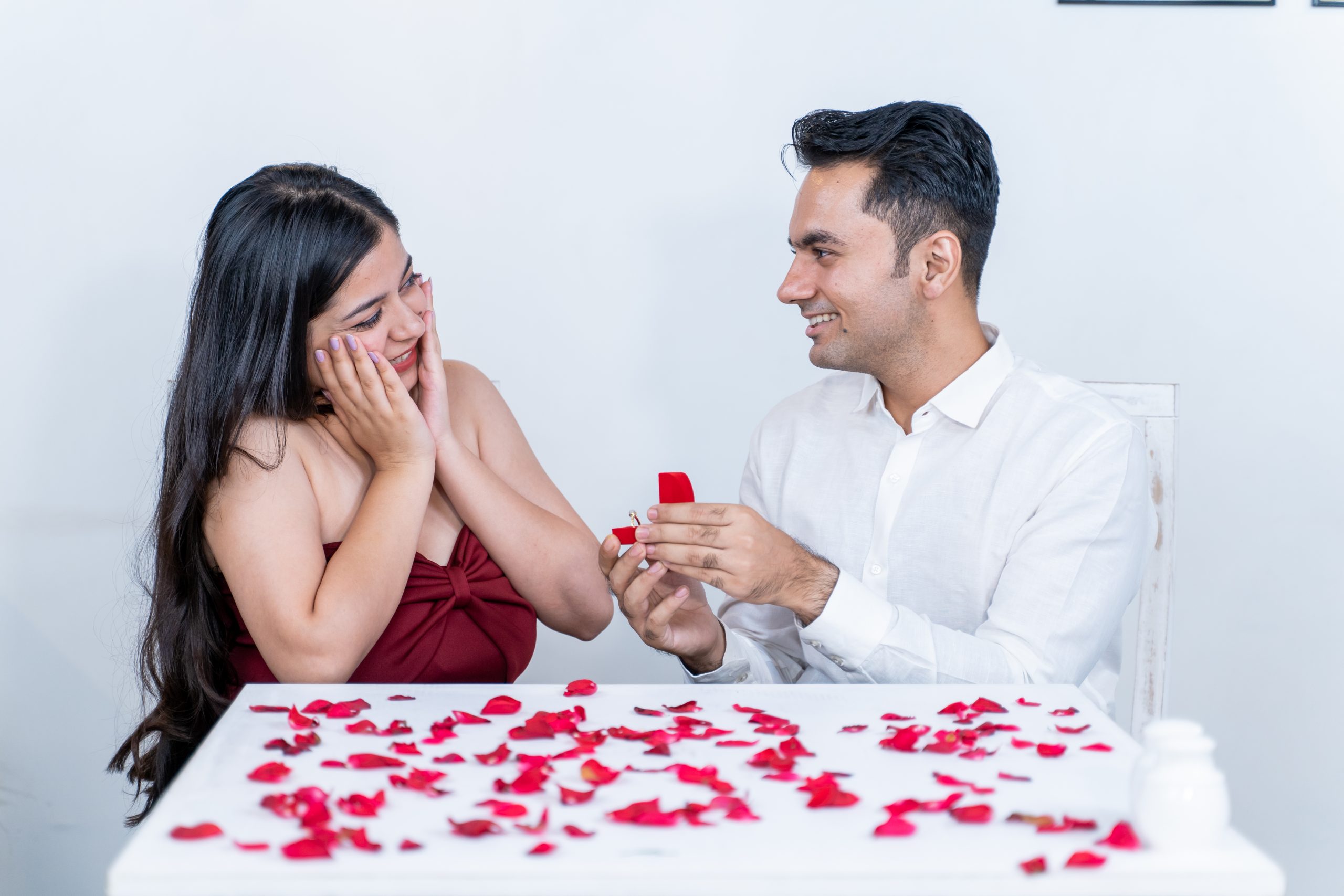 Girl getting happy seeing proposal