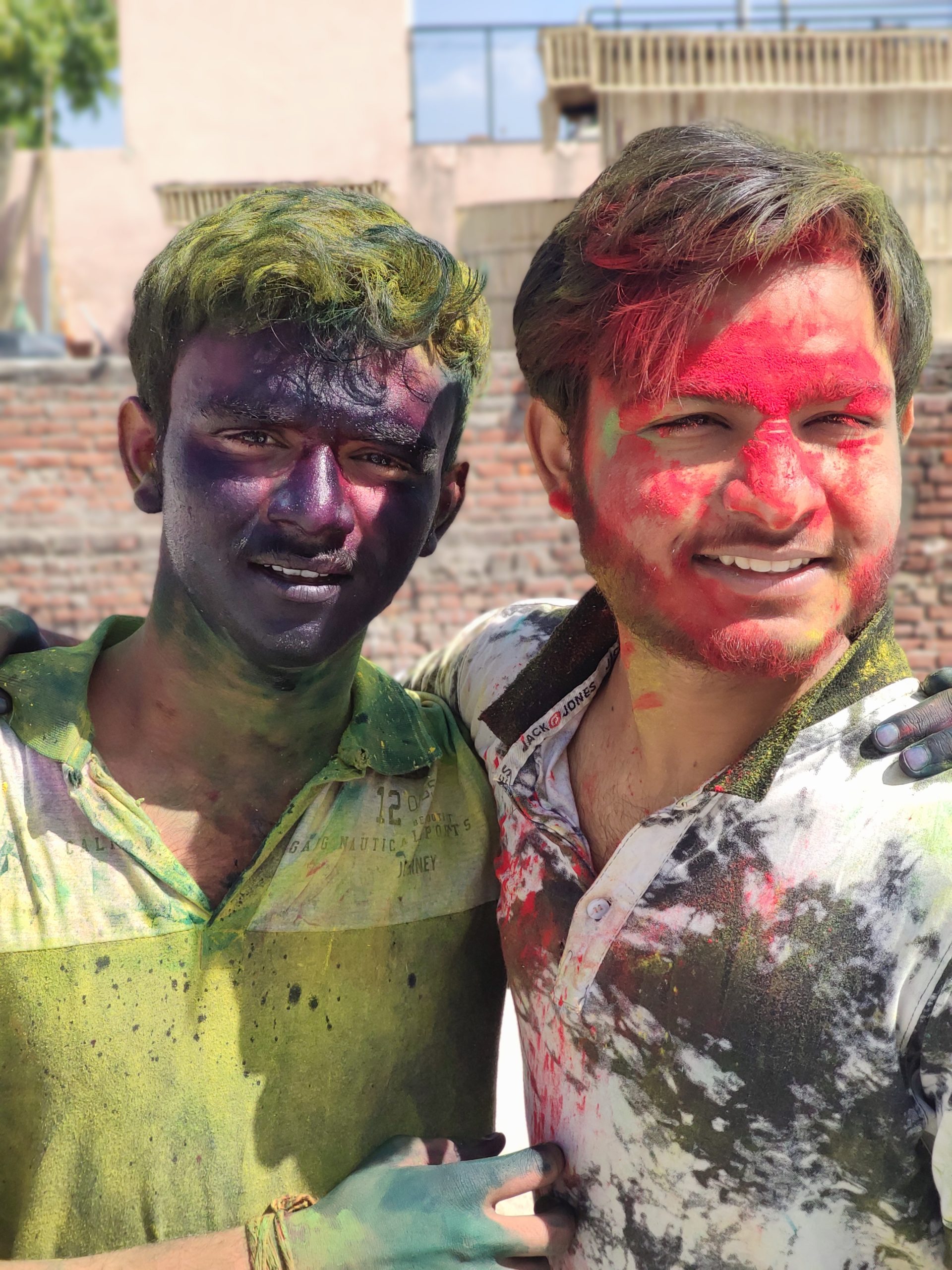 Boys with holi colored face