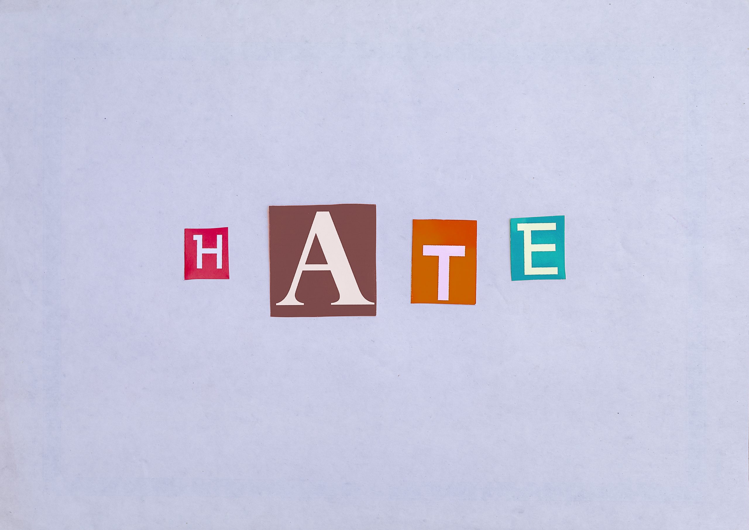 Hate written with stickers