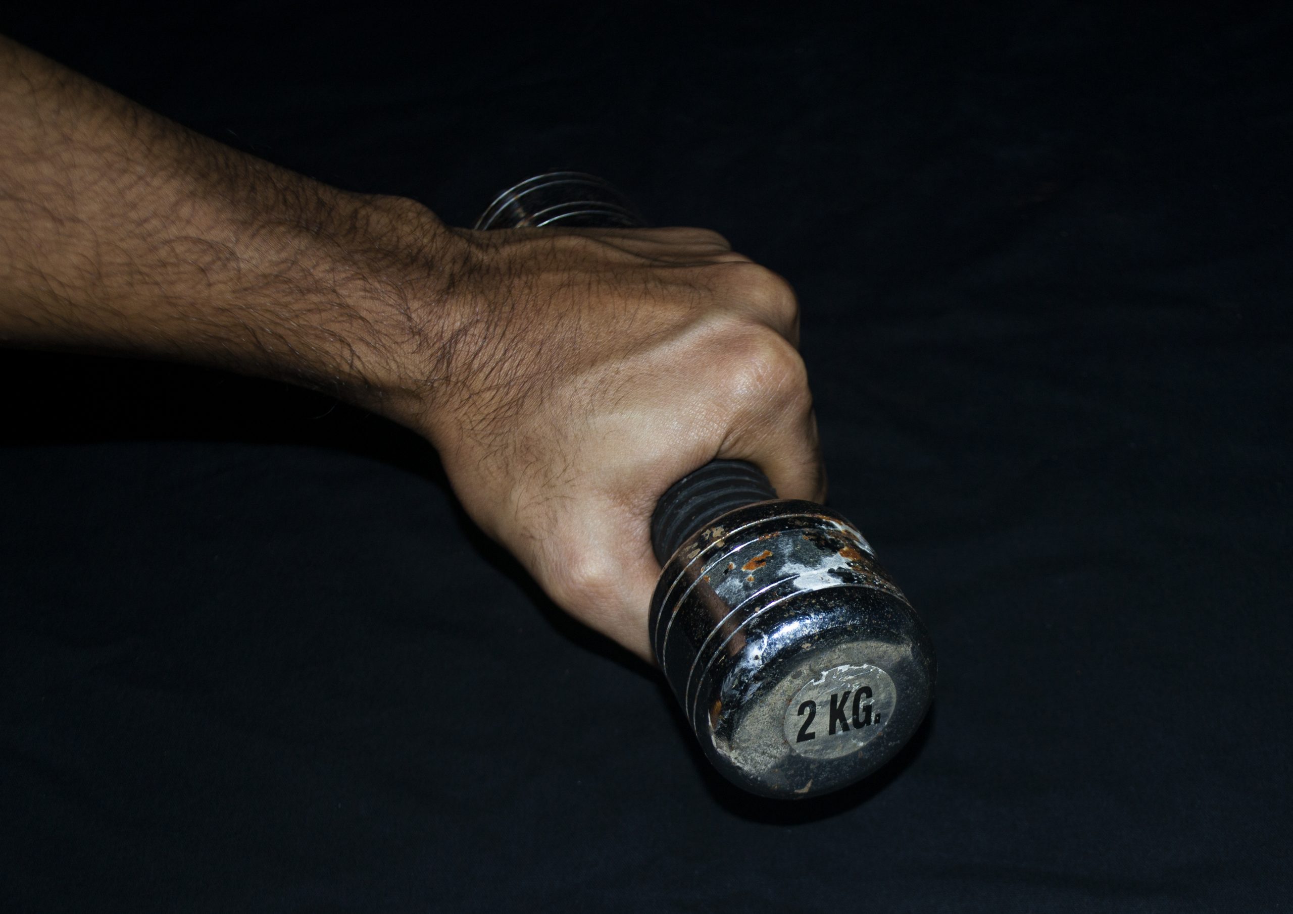 Holding a dumbbell