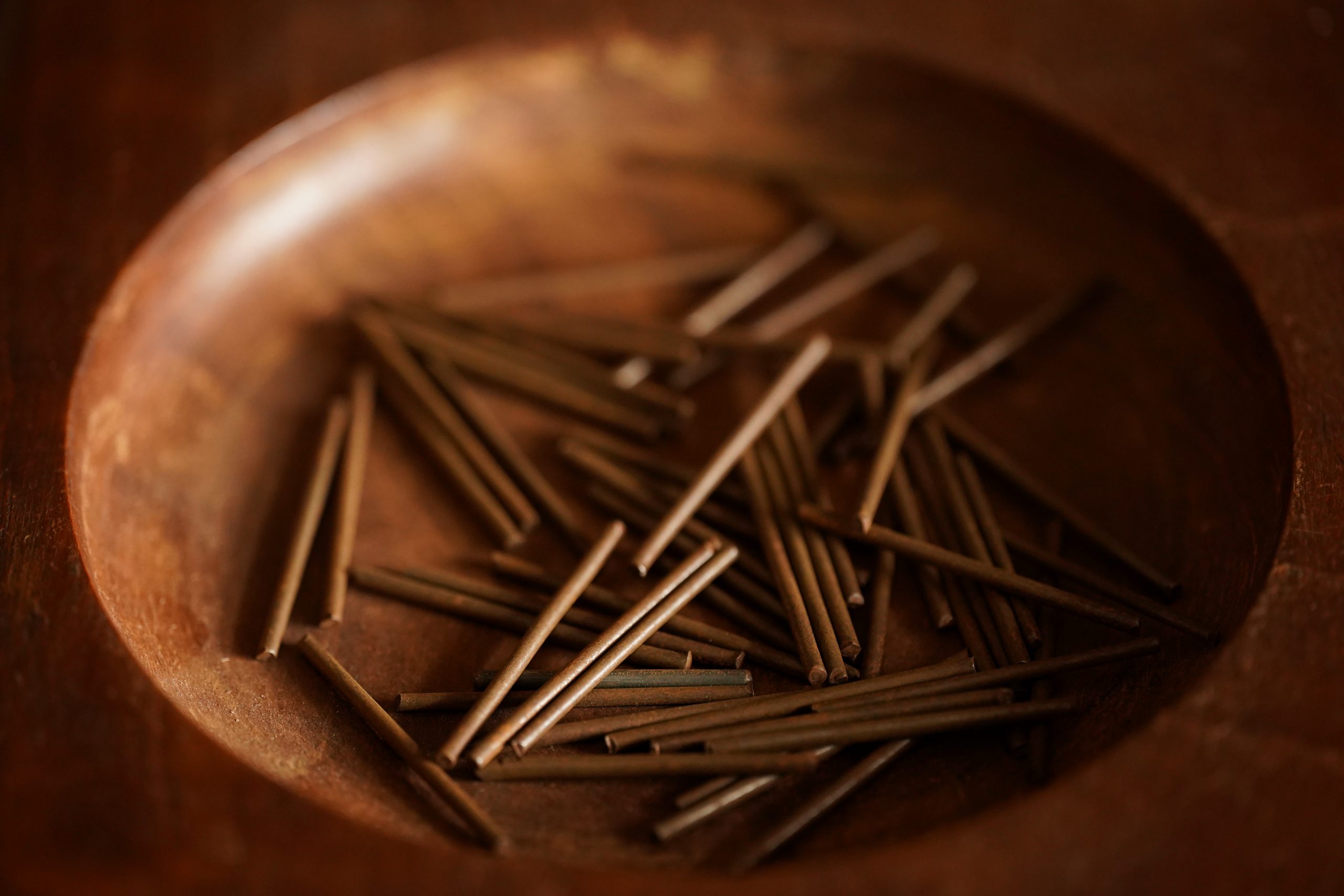 Iron nails in a bowl