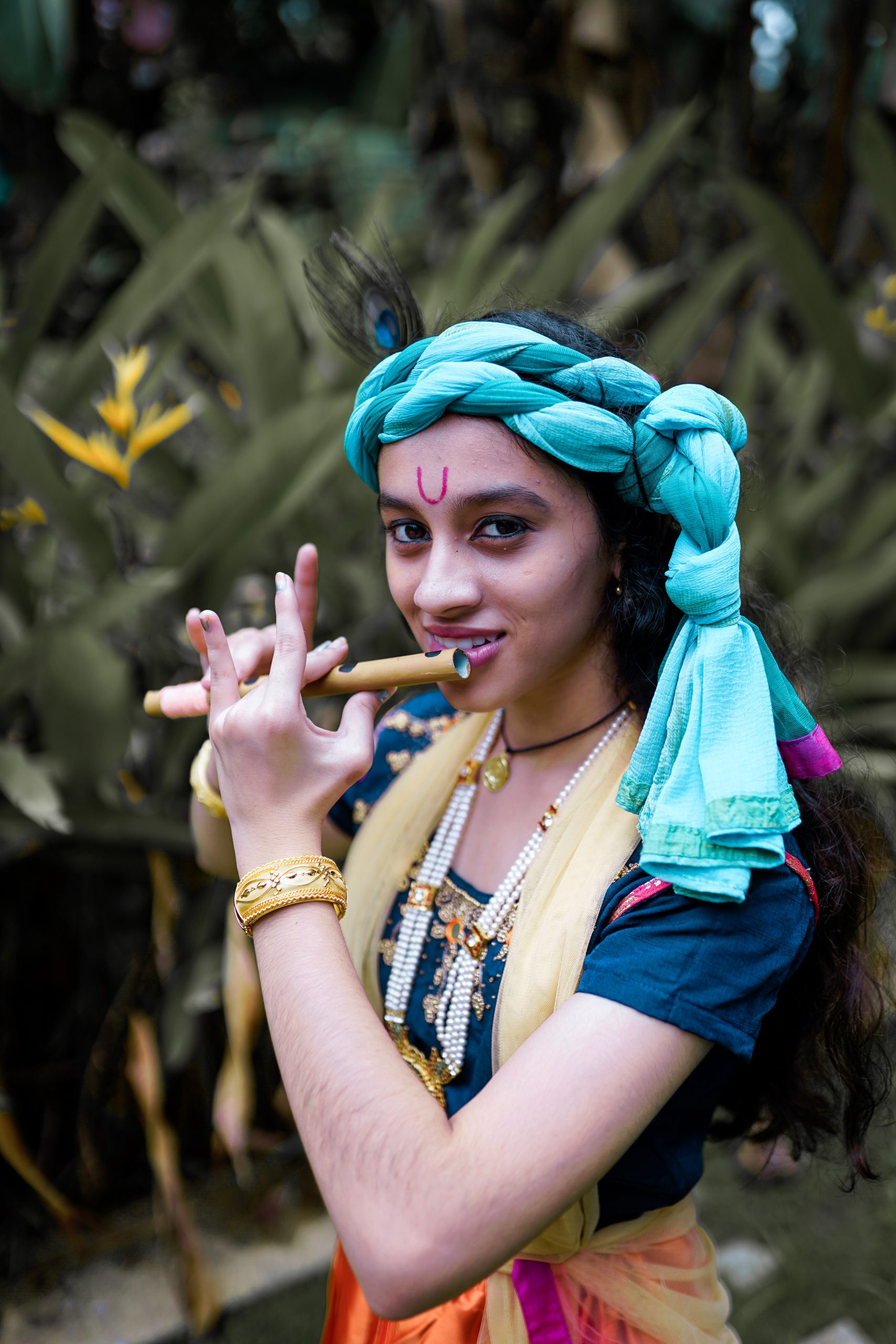 A girl in Krishna costume