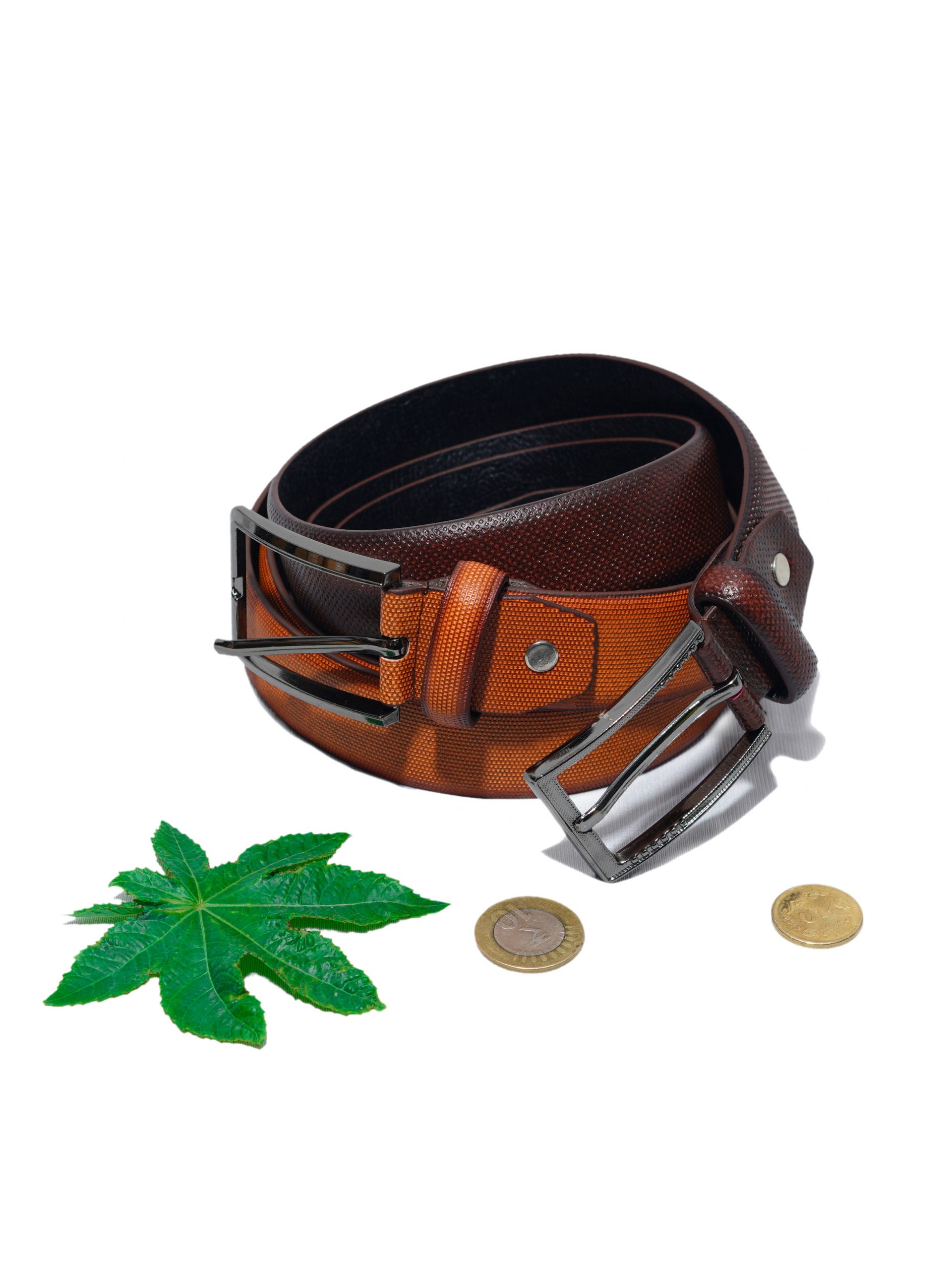 Pair of Premium Leather Belts in White Background