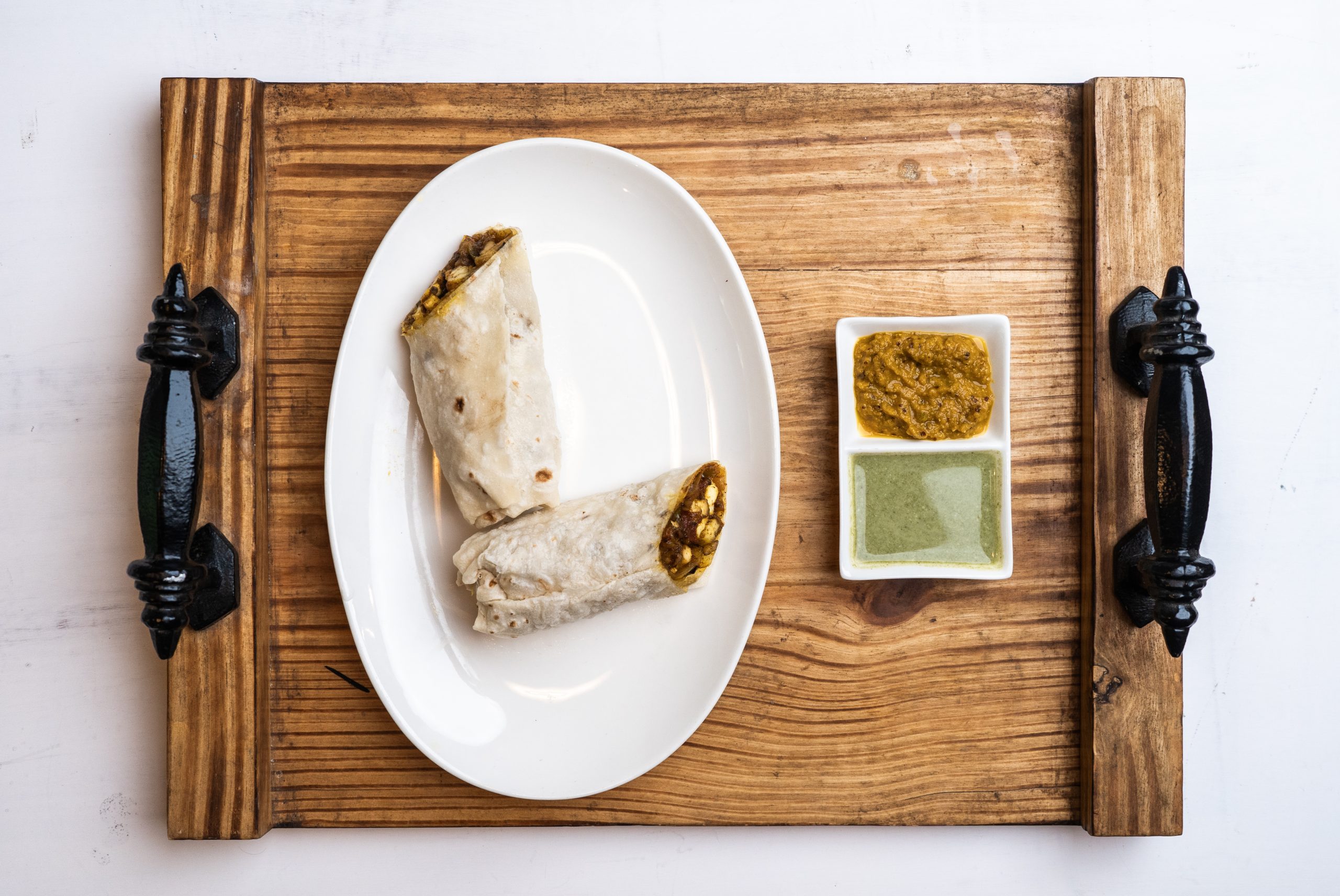 Paneer roll flatlay