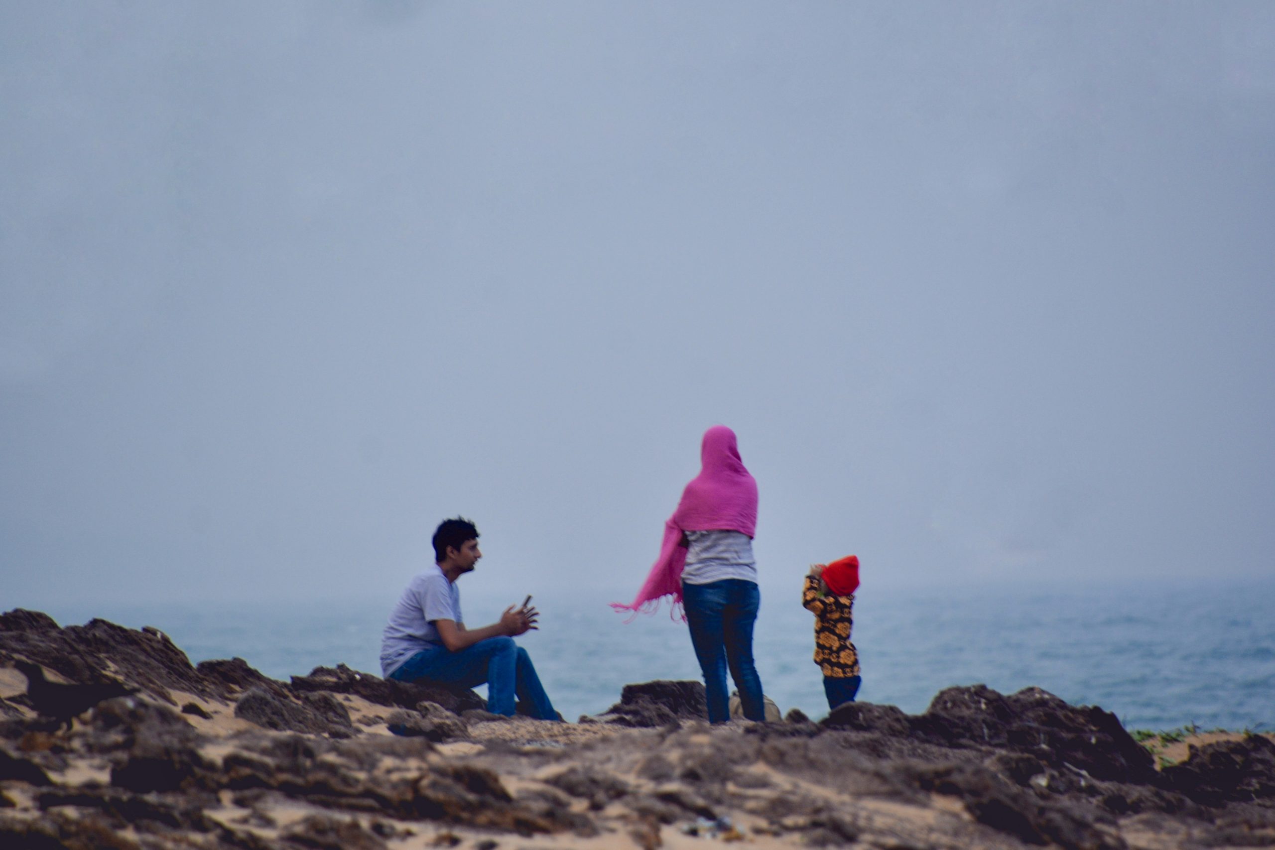 A family on sea shore