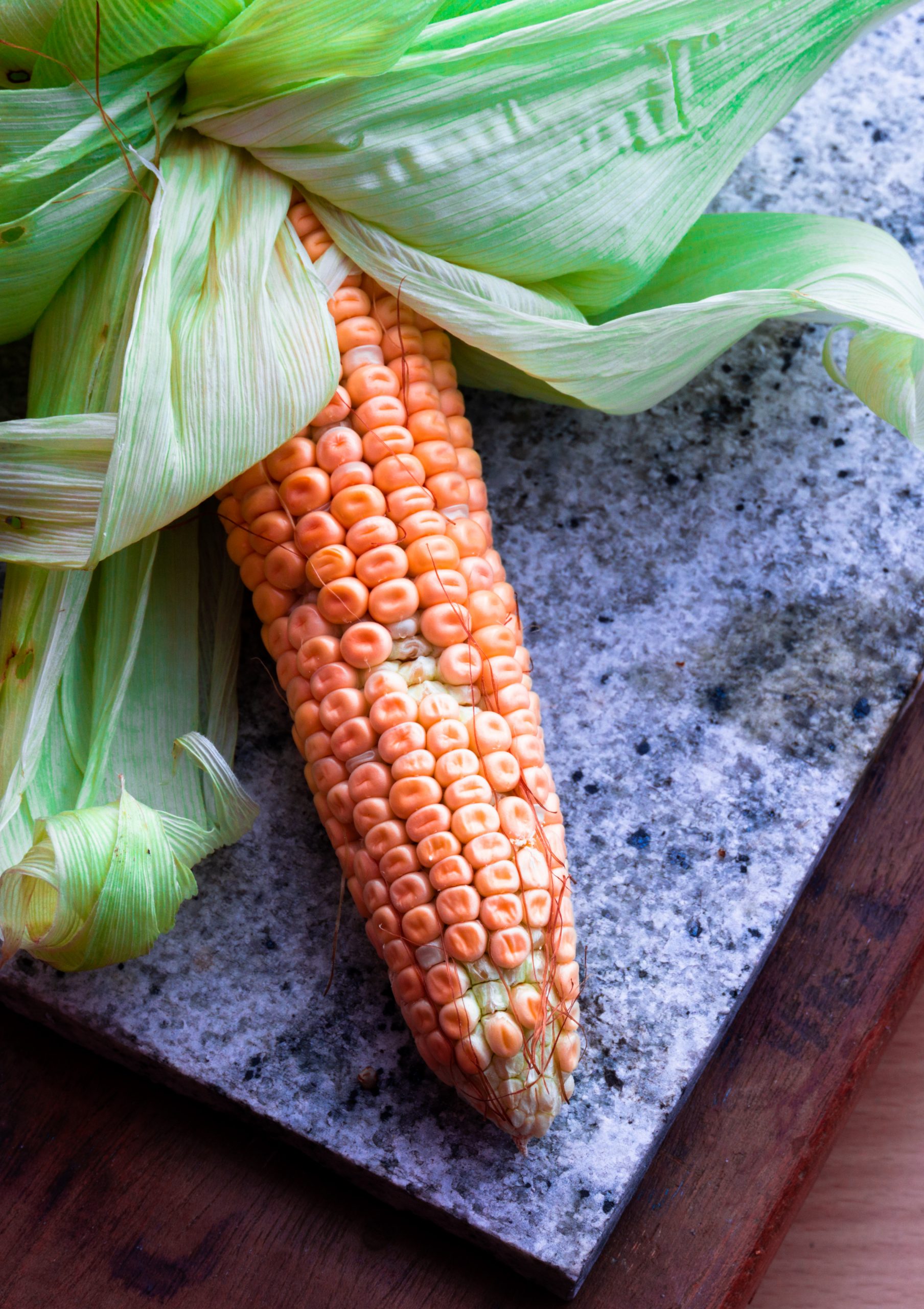 A raw corn cob