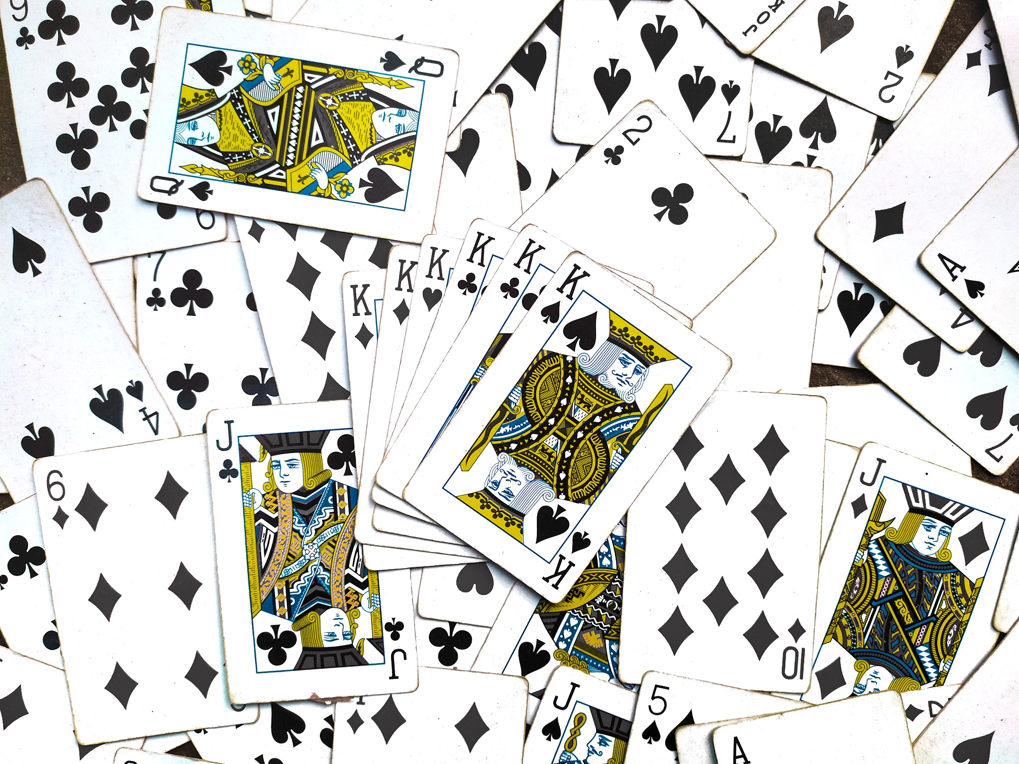 Scattered playing cards