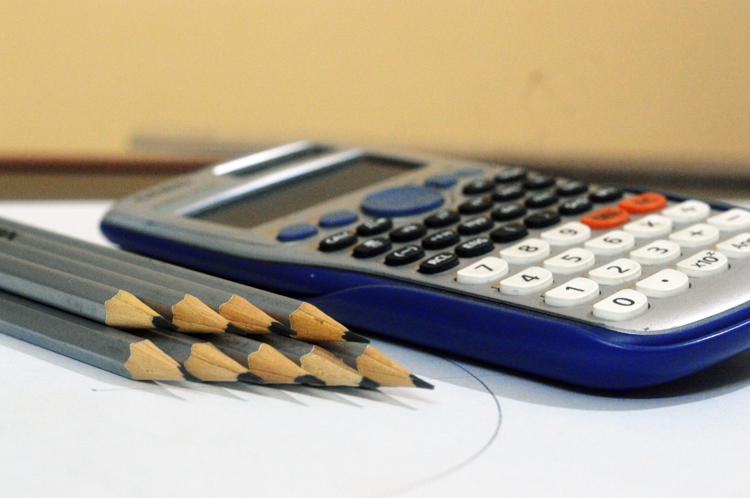 Scientific calculator and pencils