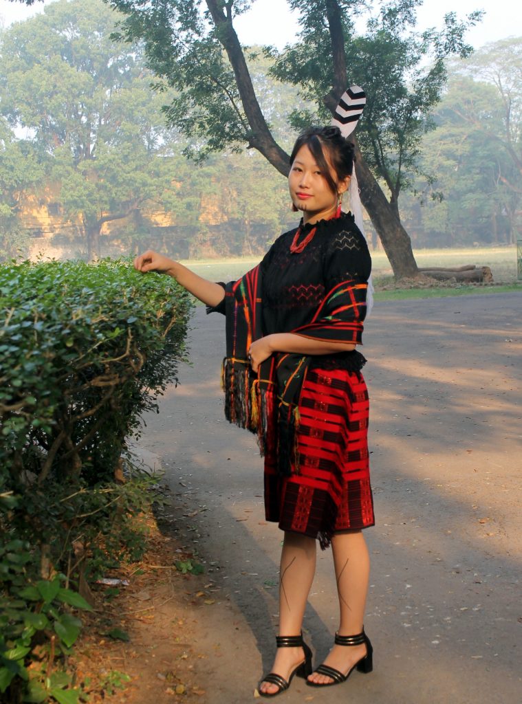 Image of Naga women in traditional dress, in the village of Ungma,