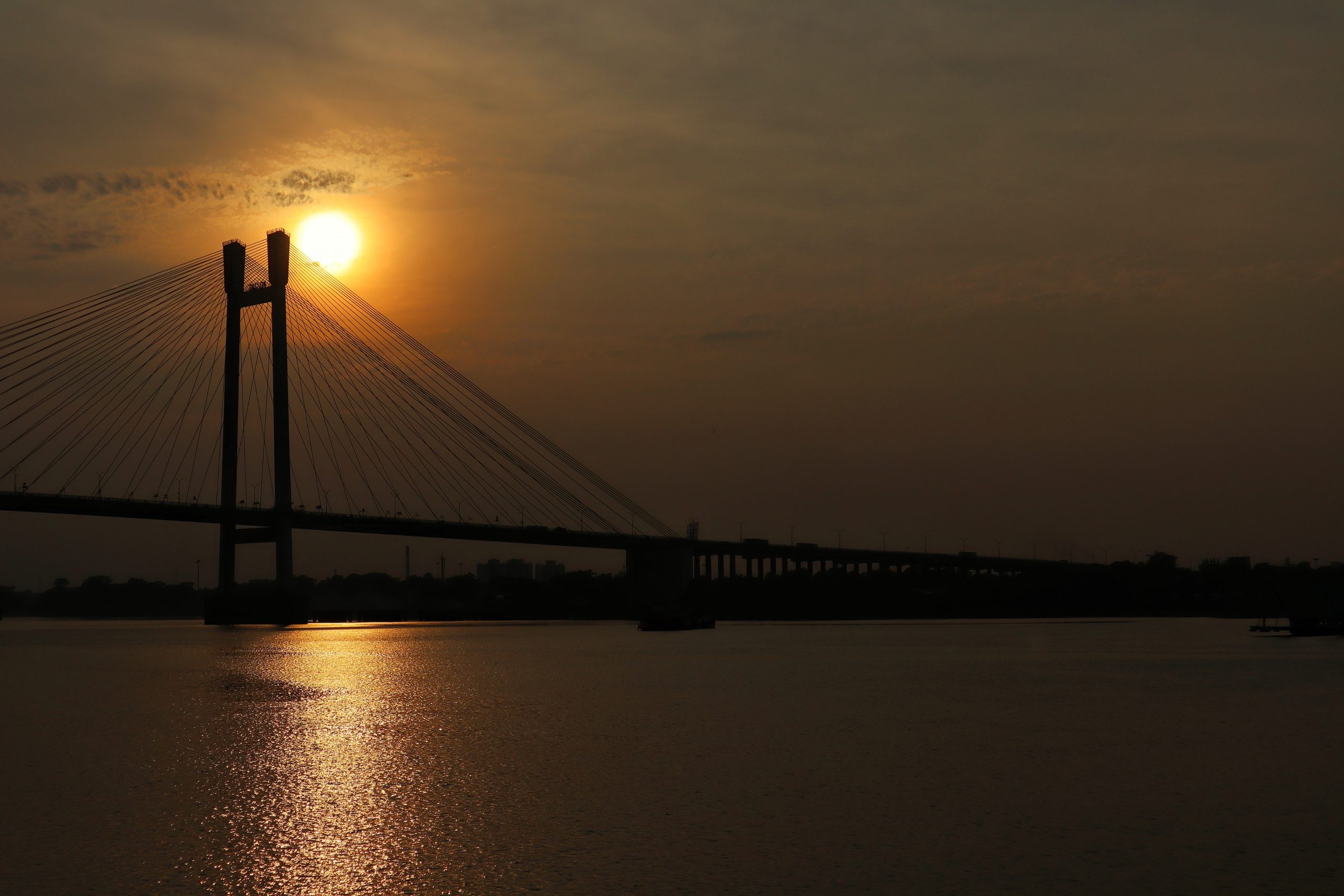 sunset near the bridge