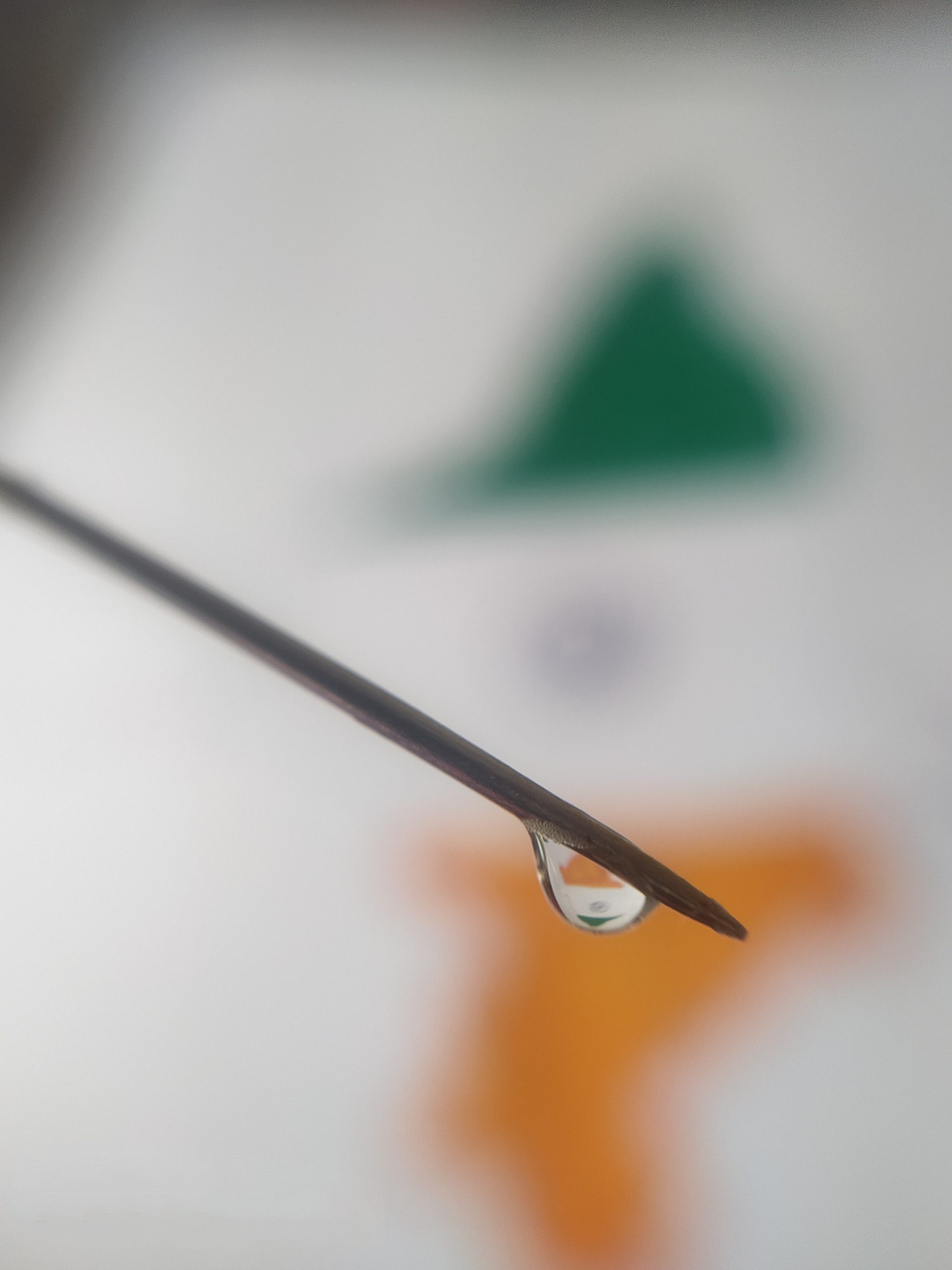 Water drop on a straw