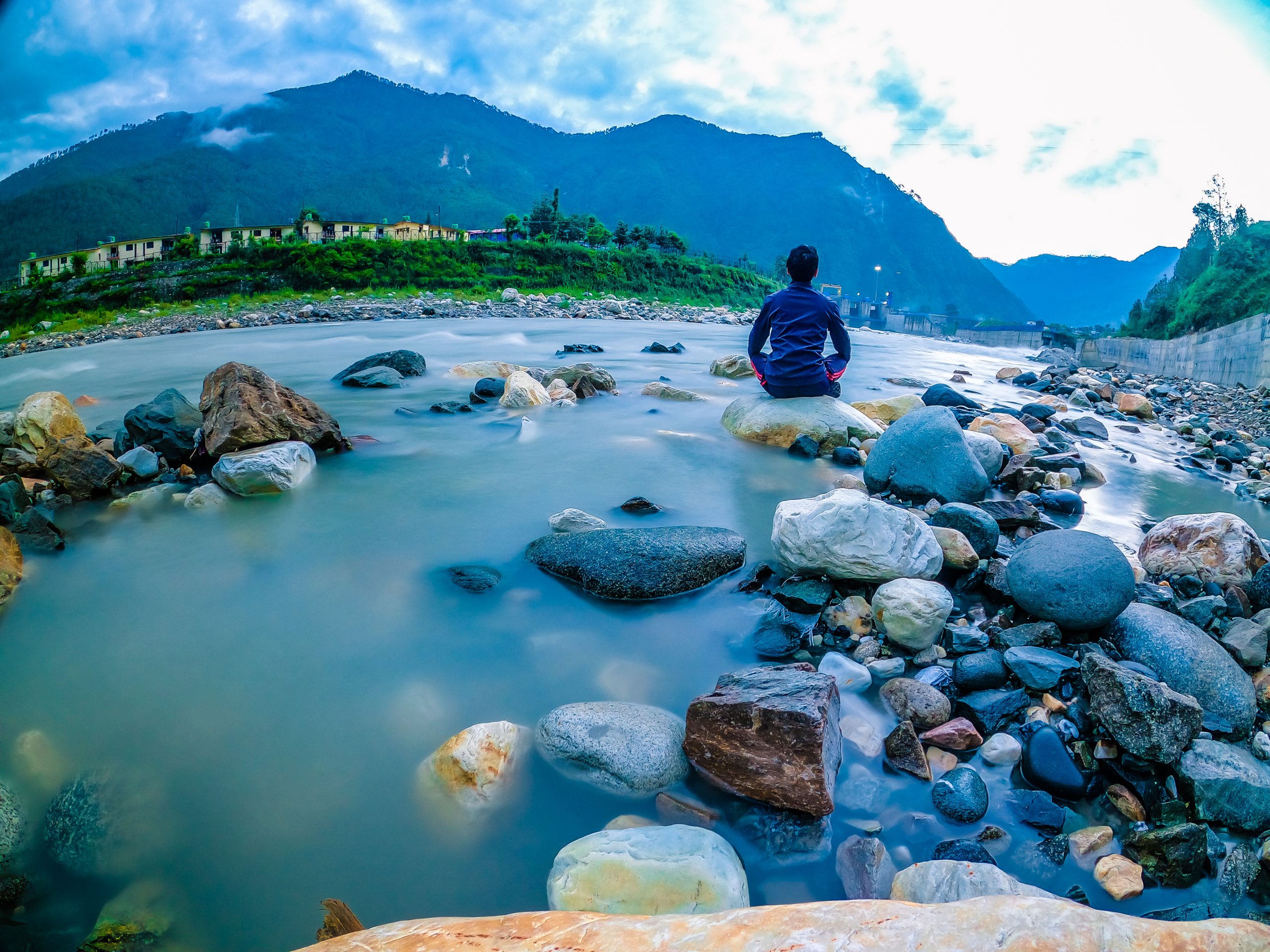 Man sitting on the rock