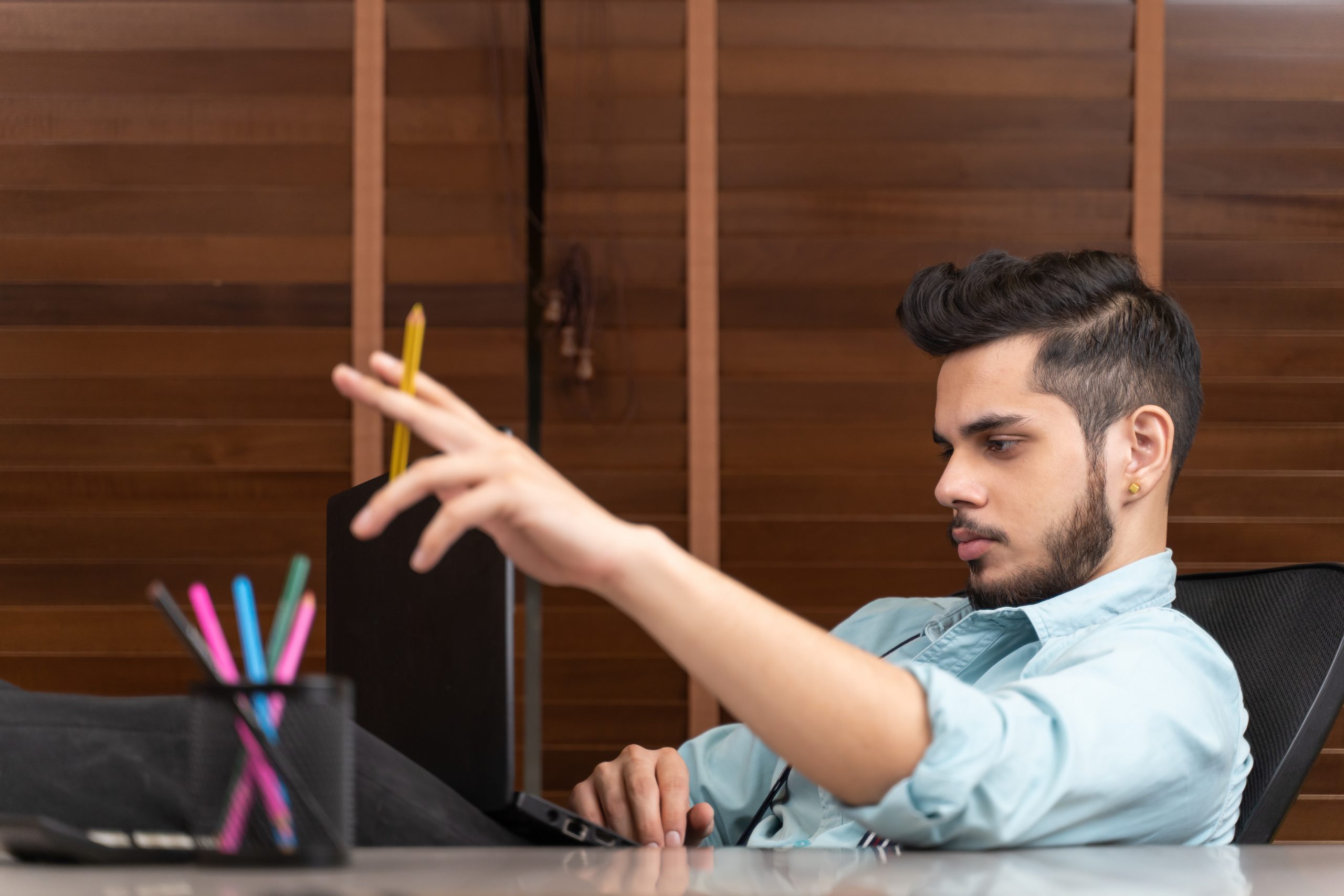 Young professional working in office