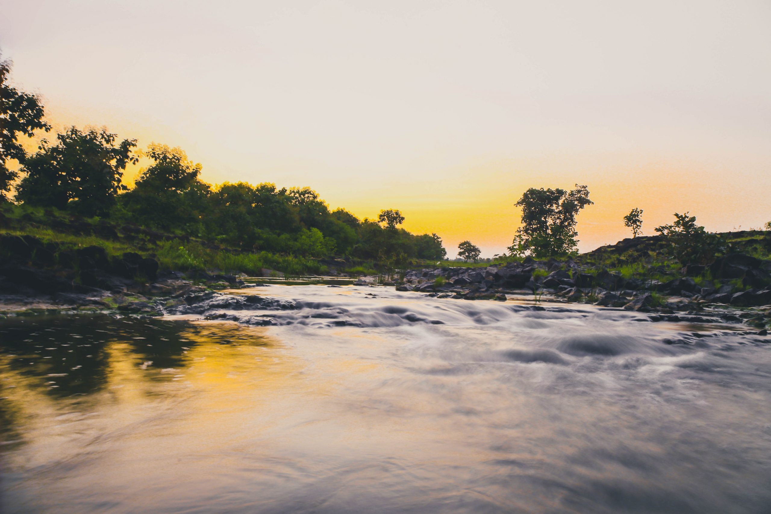 river view at sunset