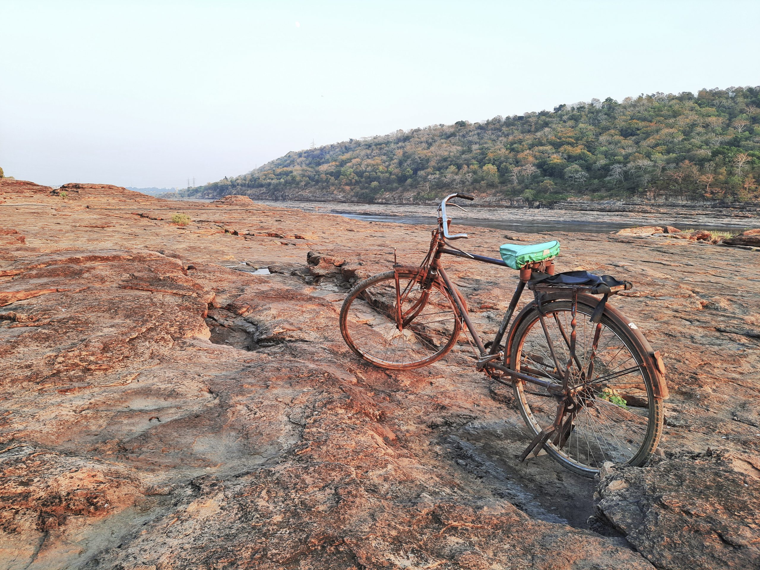A bicycle on rocks