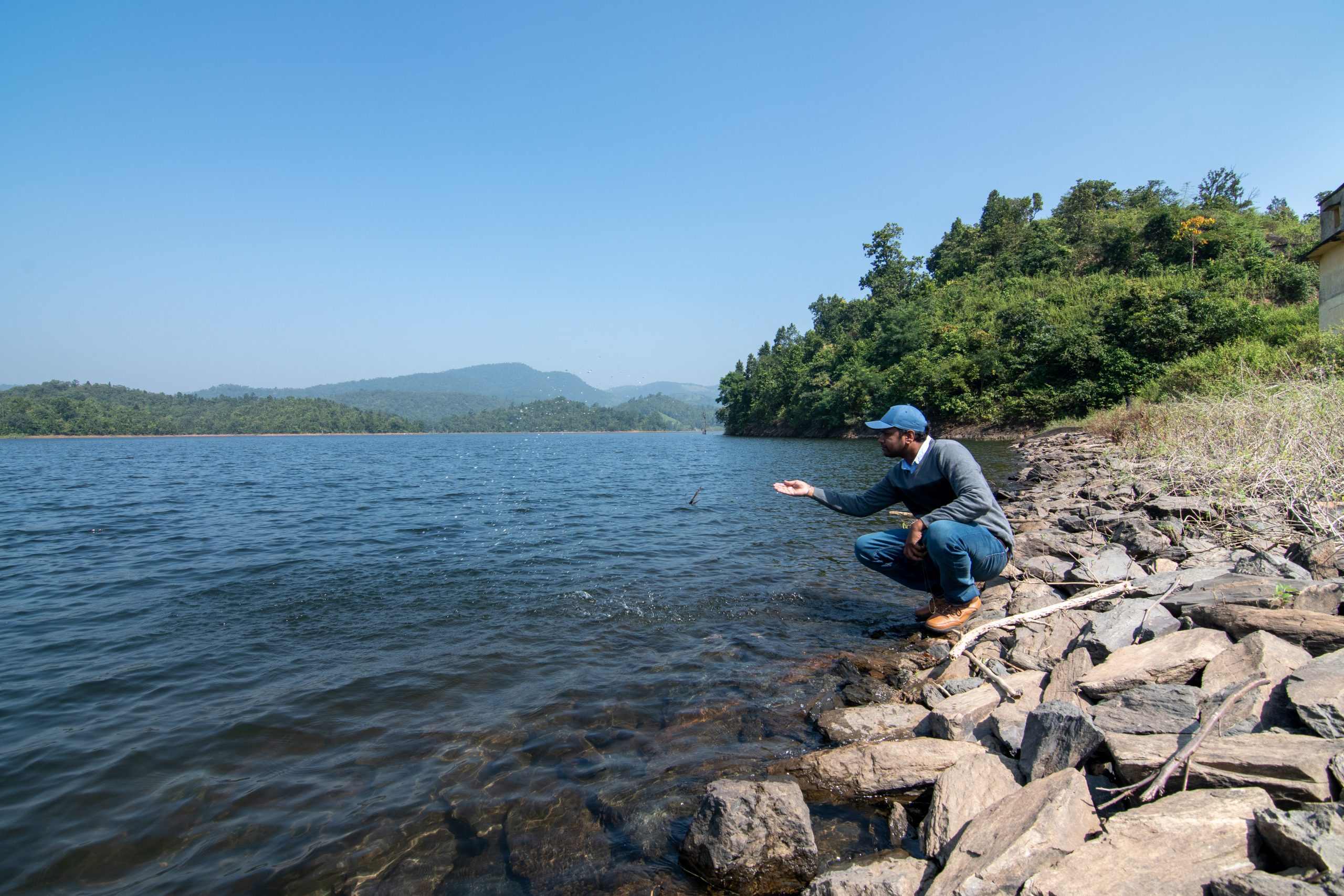 A boy at river bank