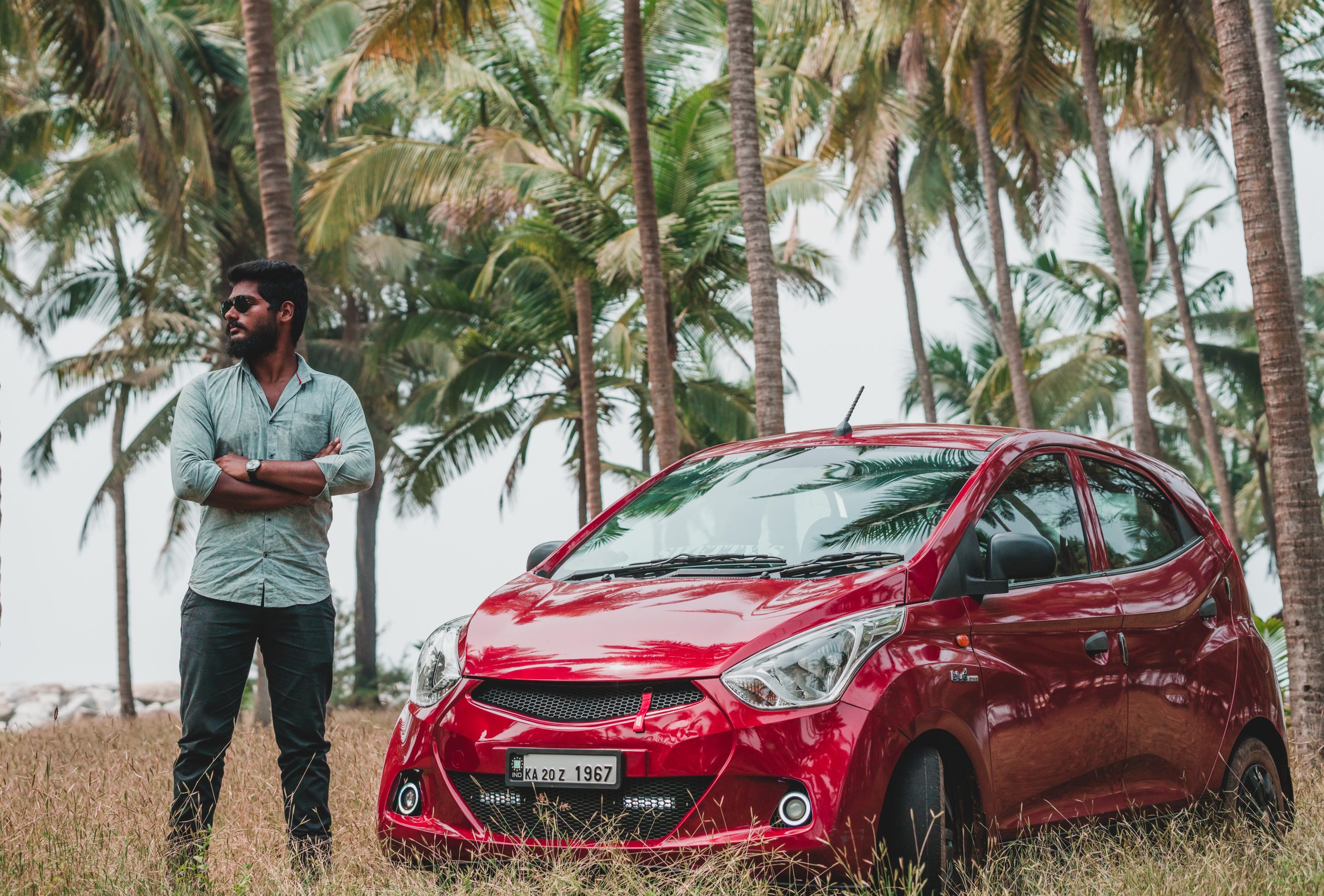 A boy with a car