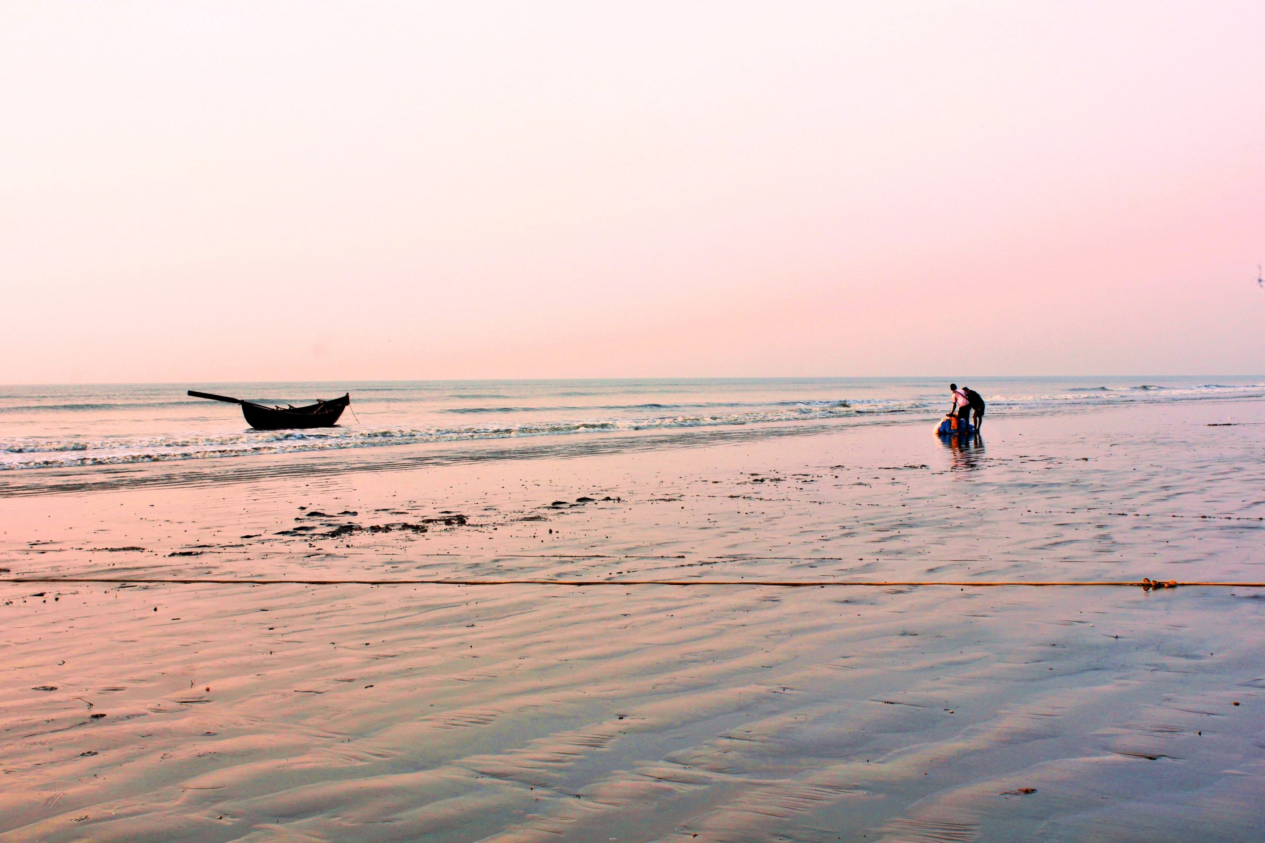 A fishing boat on a beach