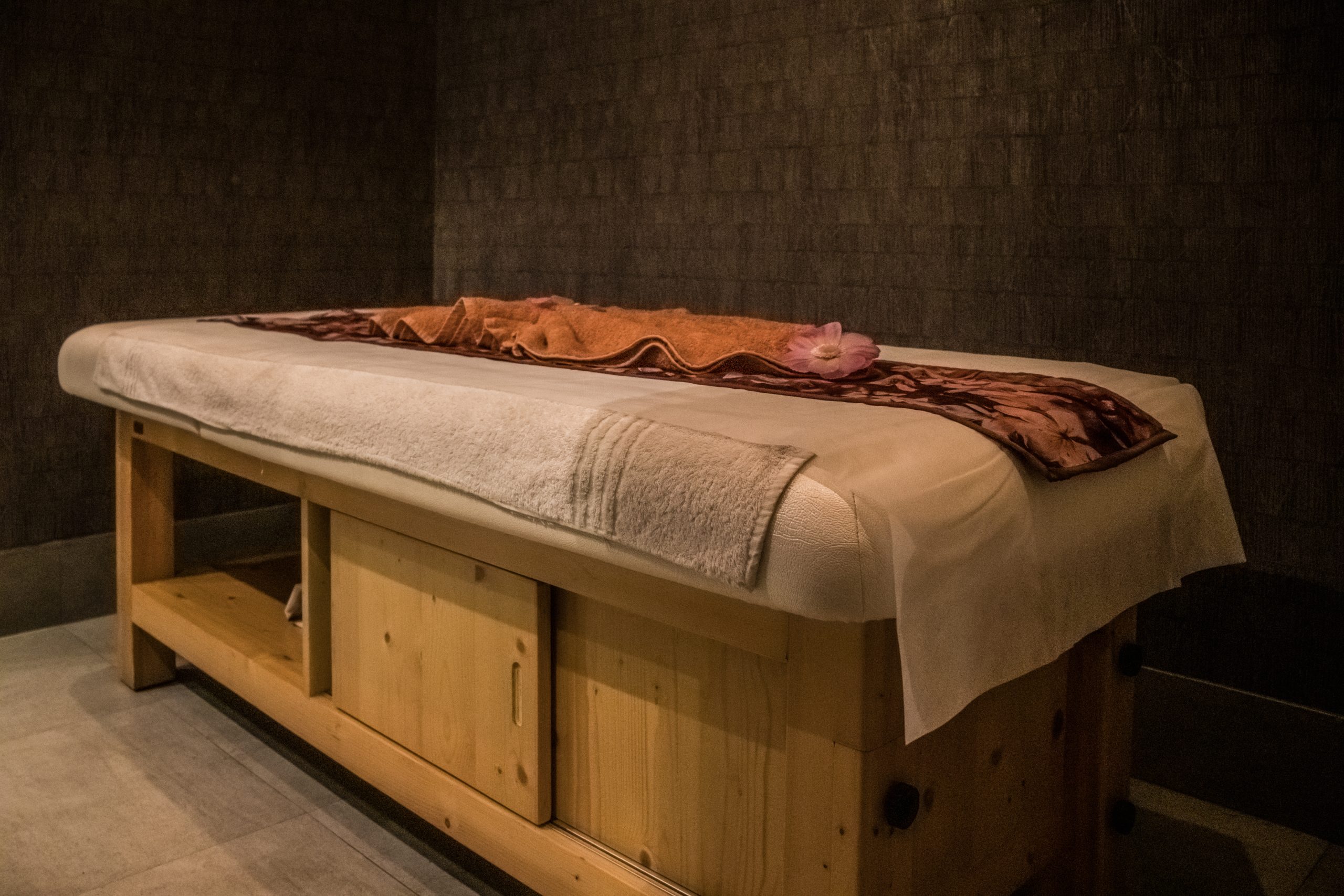 A massage table in a spa