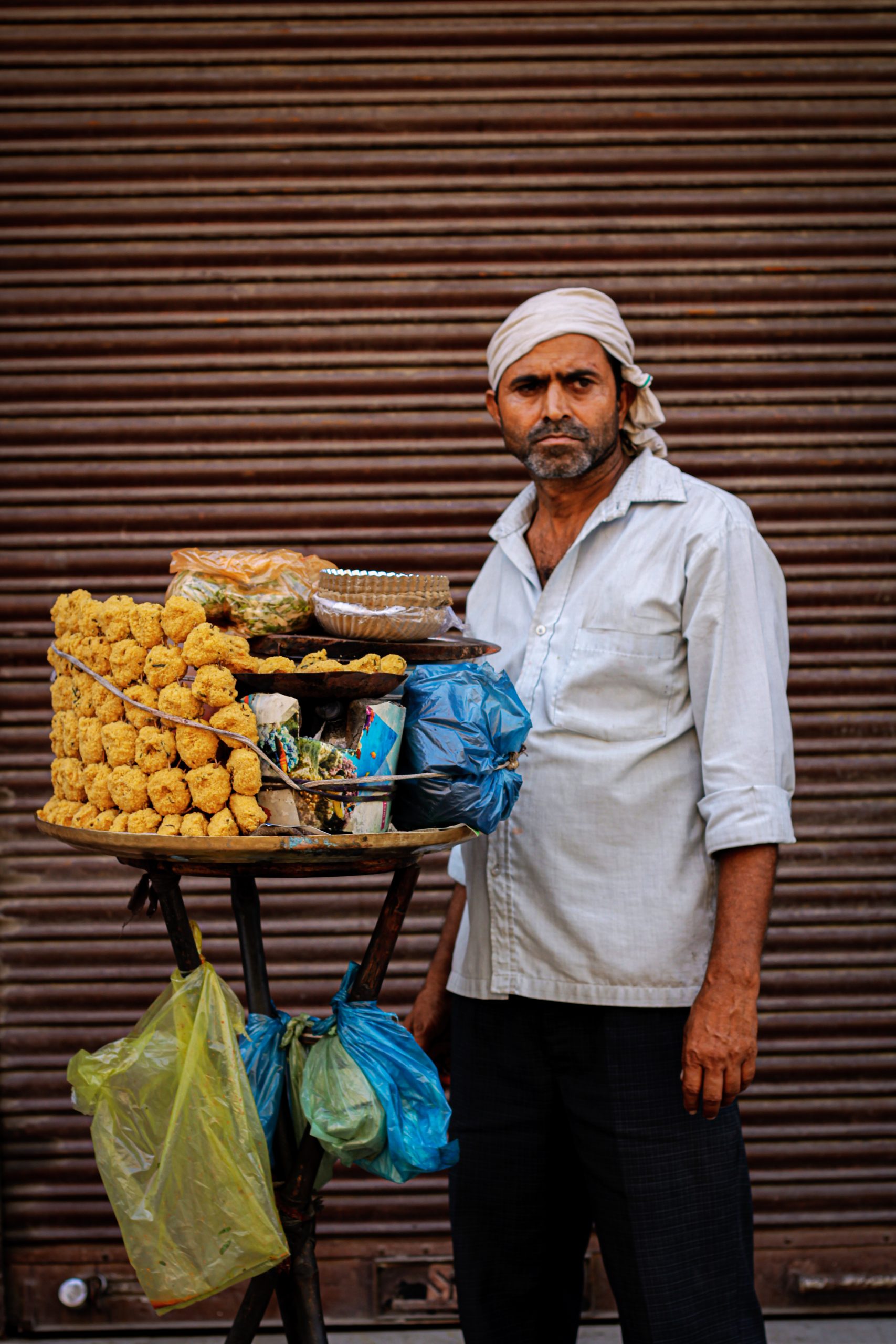 A street vendor selling snacks