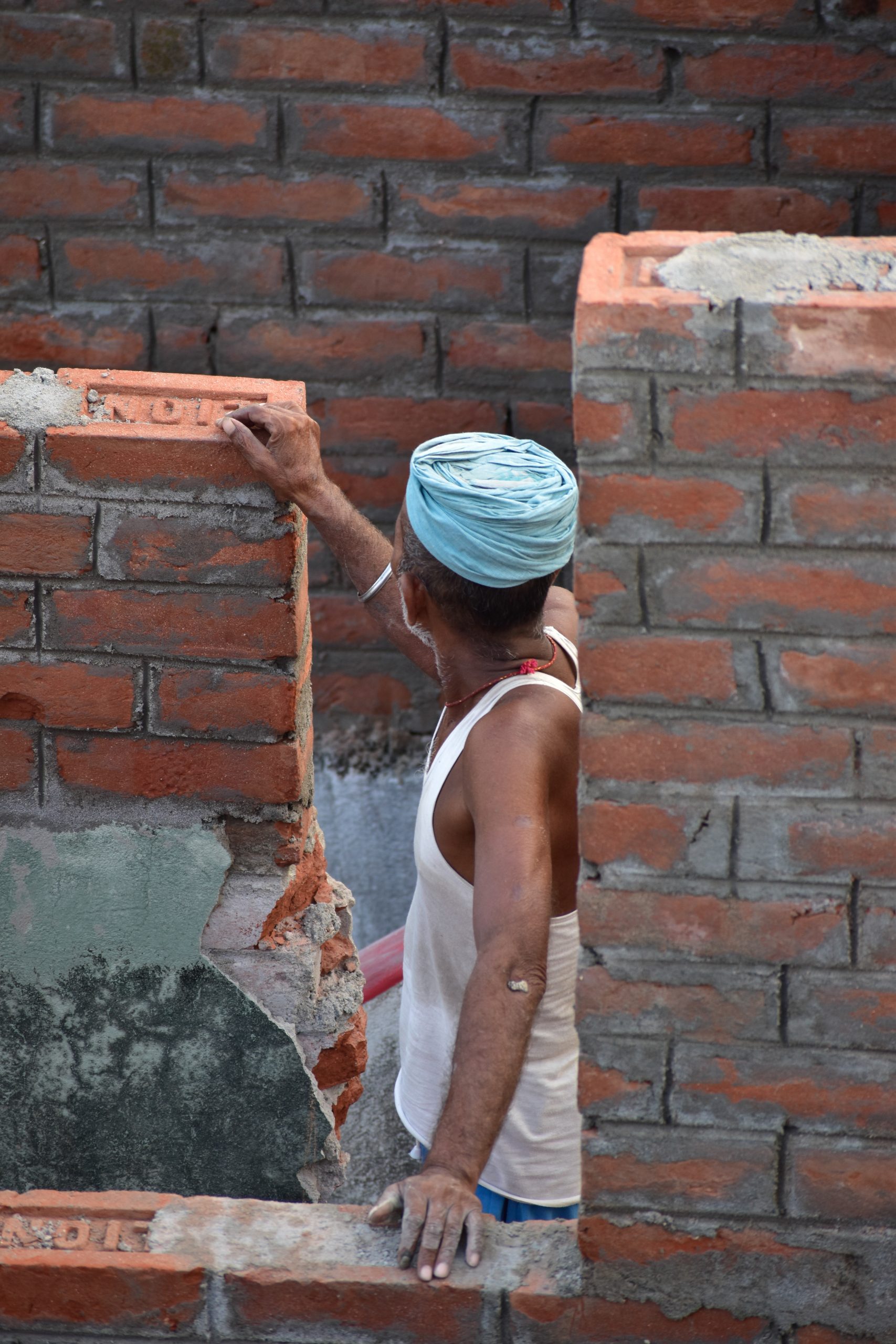A worker at construction place
